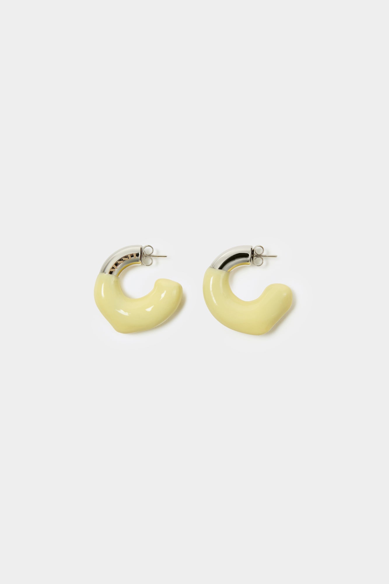SMALL RUBBERIZED EARRINGS SILVER / yellow – SUNNEI