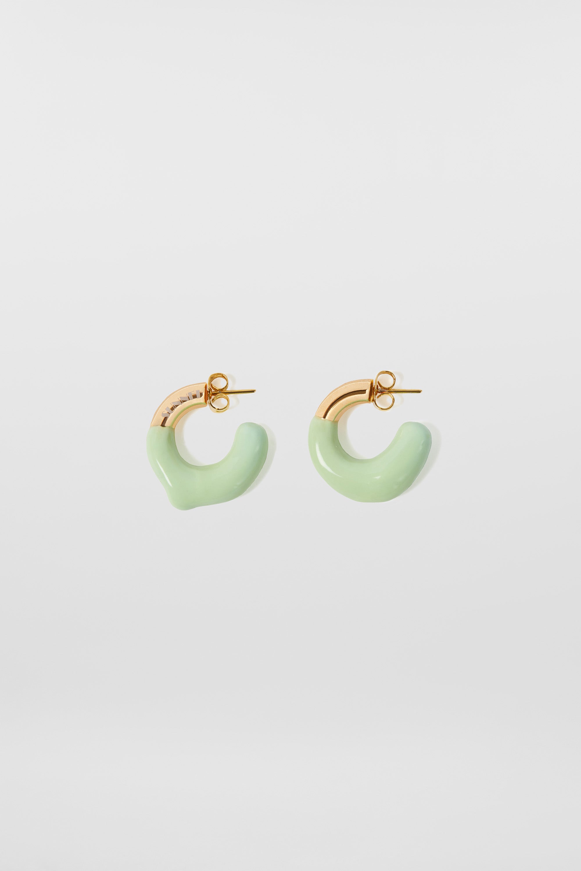 SMALL RUBBERIZED EARRINGS SILVER / coral green main image 1