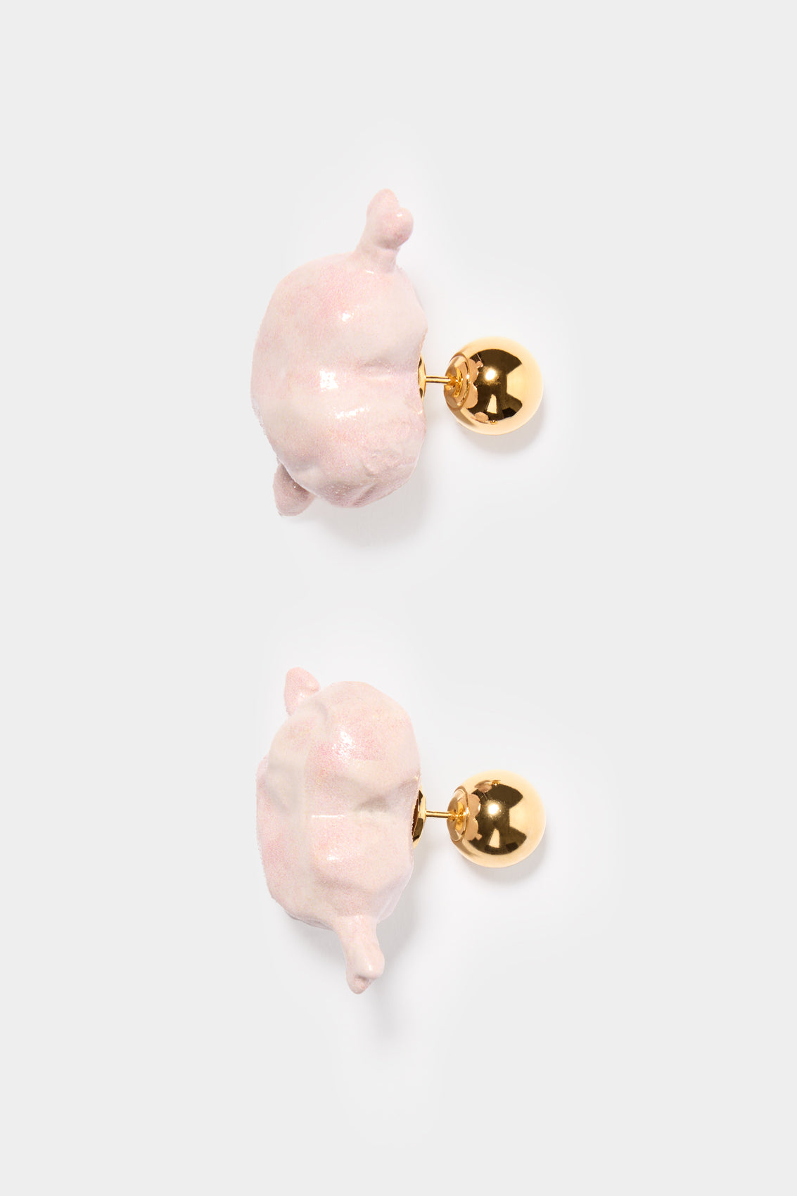 SMALL 'CUORE DI PIETRA' EARRINGS GOLD / shiny pink