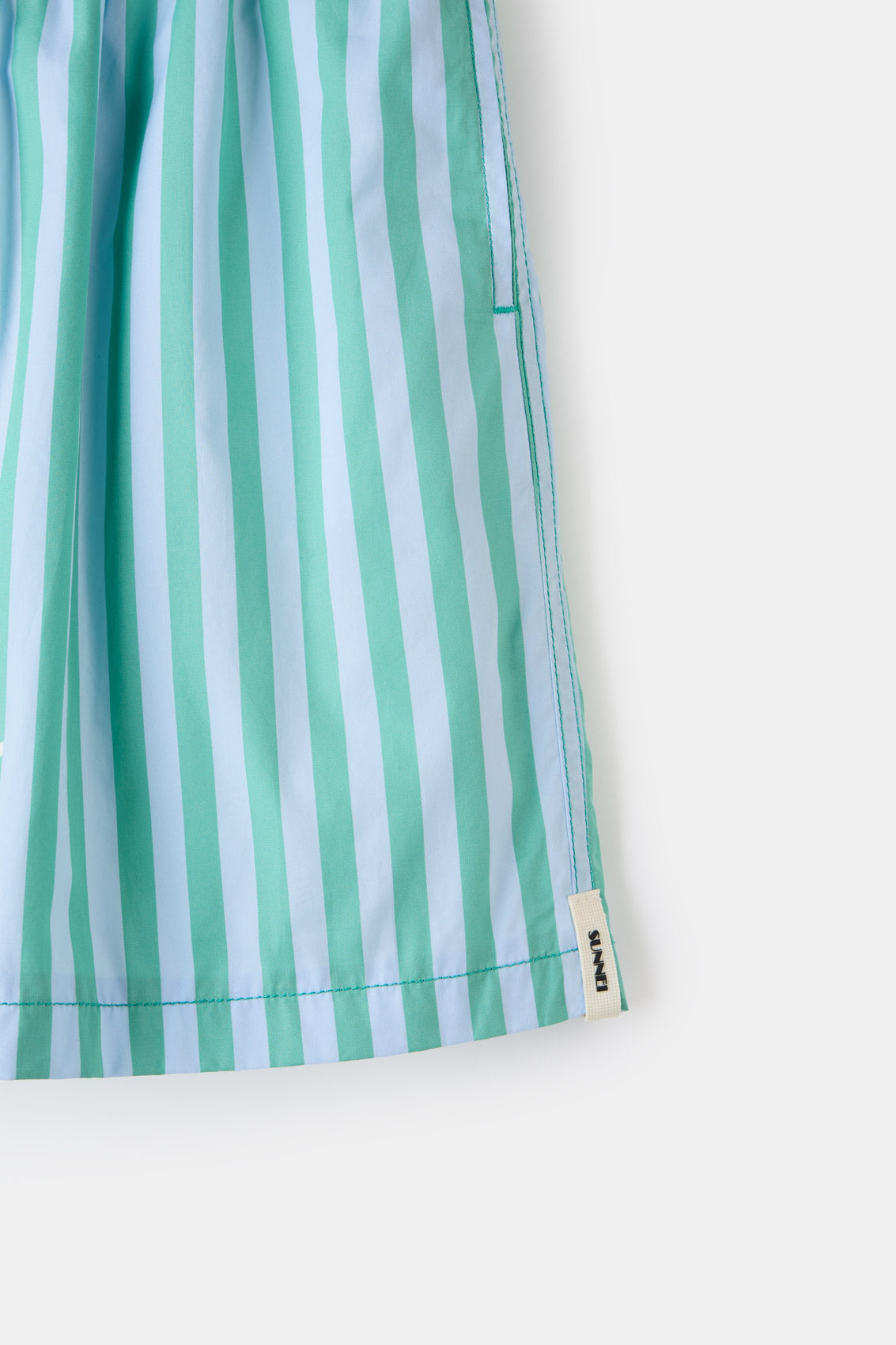 ELASTIC SHORT PANTS / mint green & azure stripes