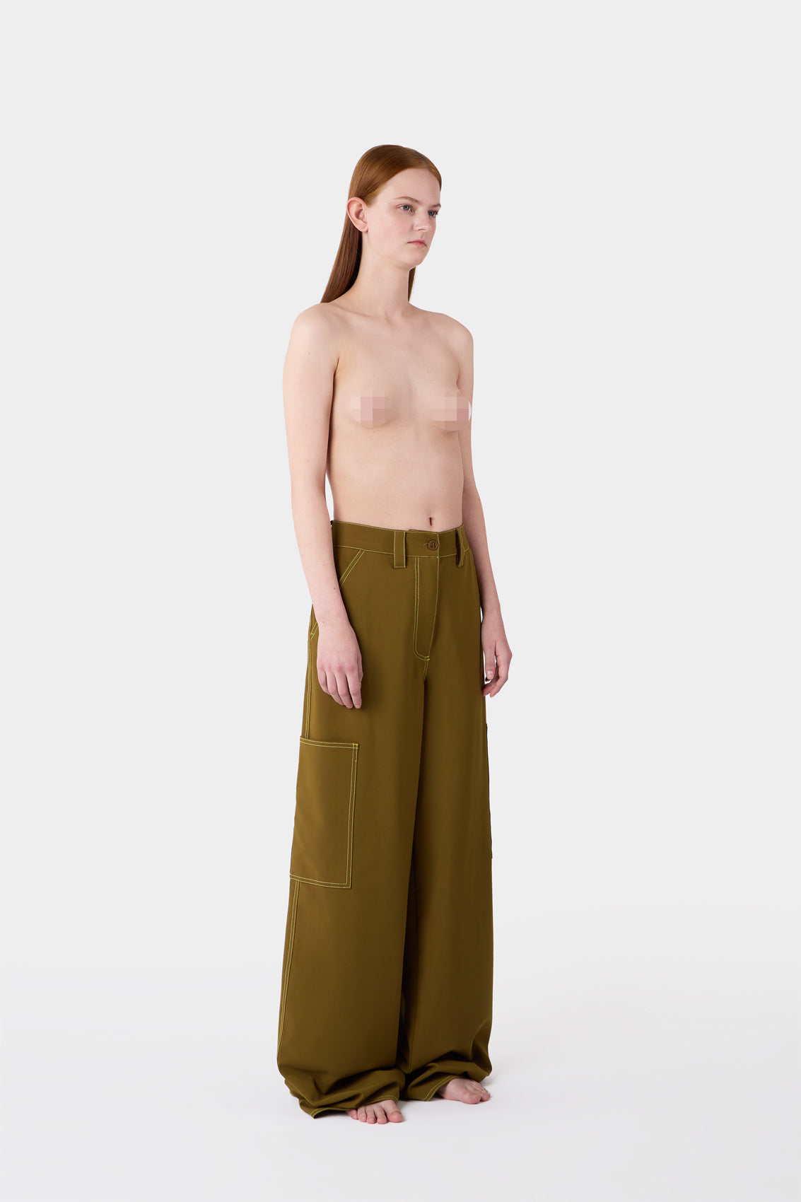 FIT LOOSE PANTS / olive green