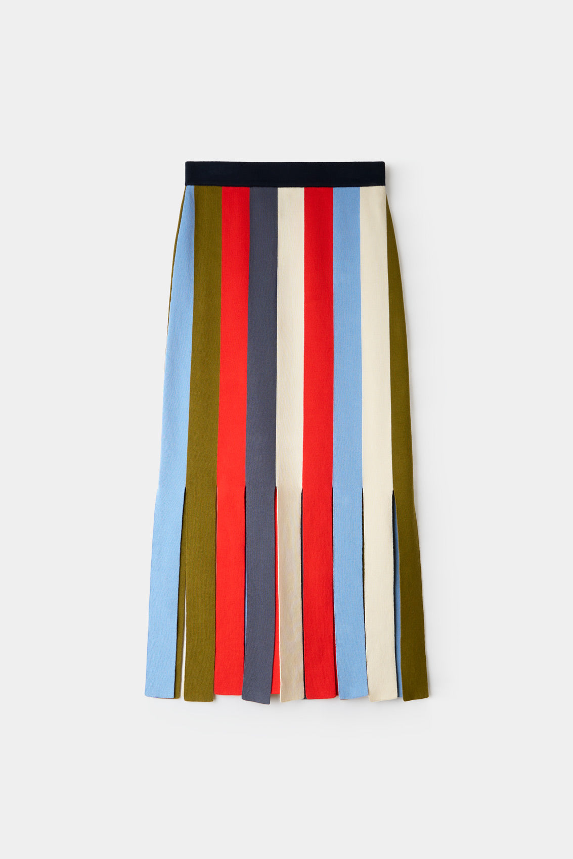 MAGLIAUNITA FRINGED LONG SKIRT / multicolor stripes