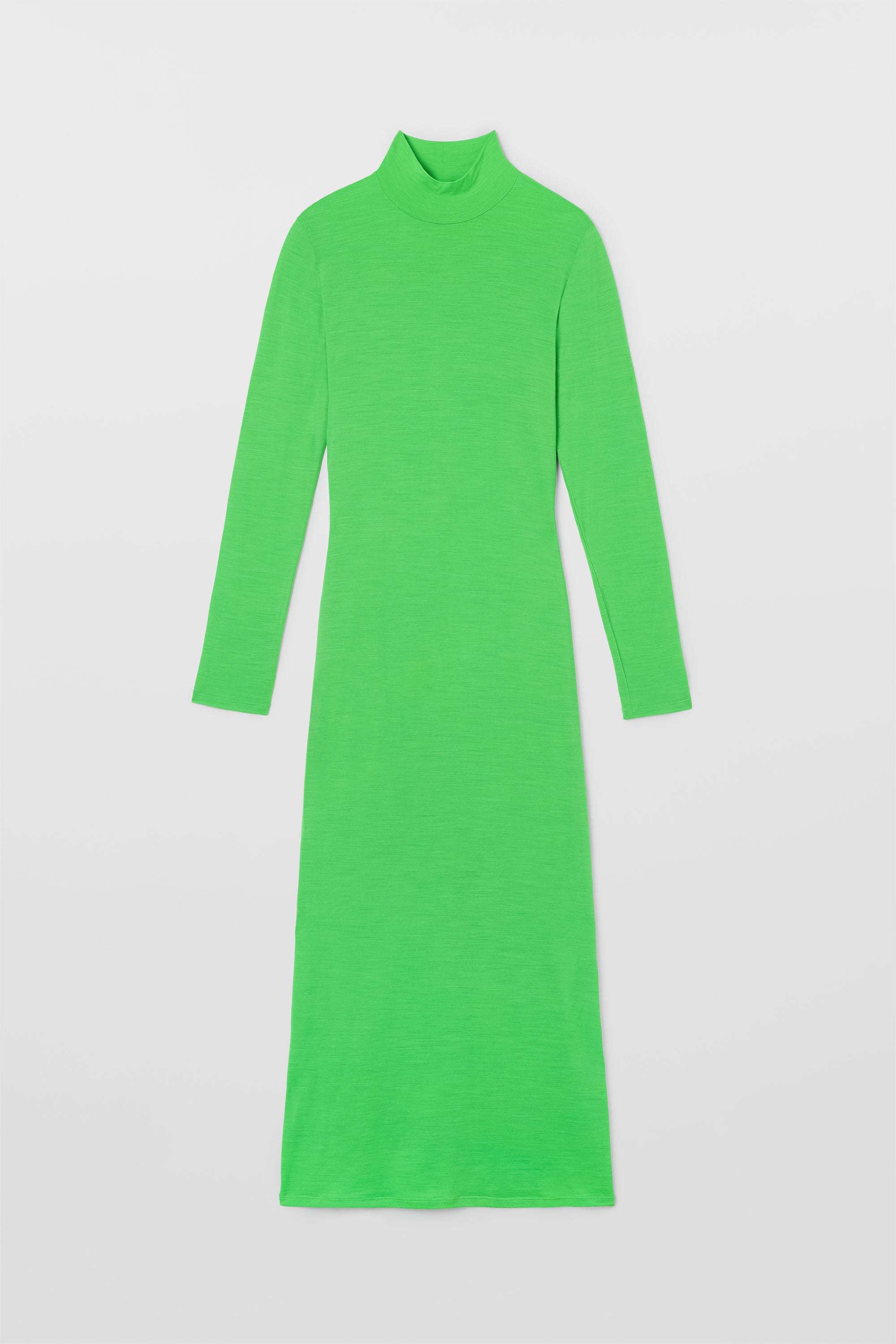 HIGHNECK LONGSLEEVE SHEER DRESS / bright green