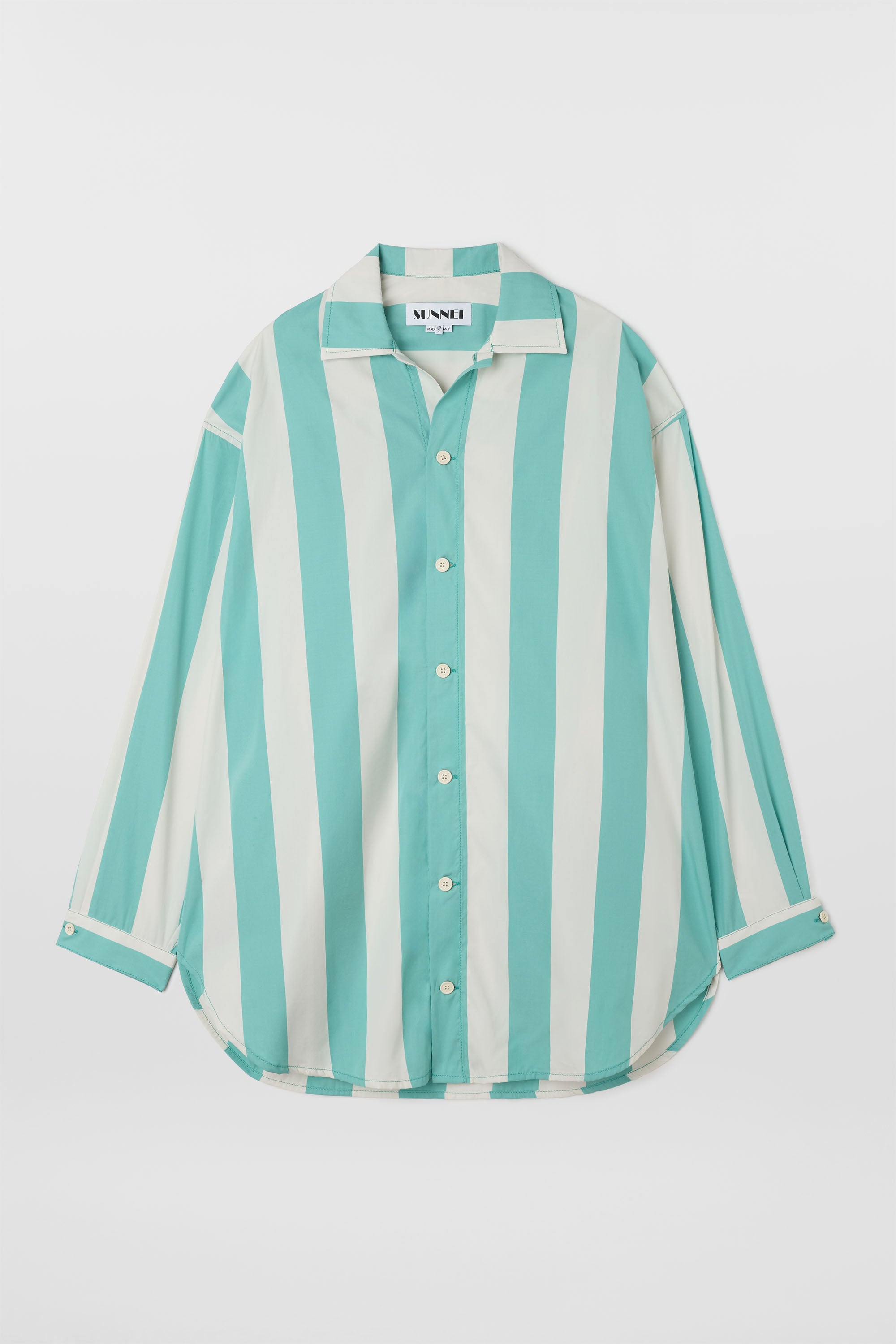 MEGA OVER SHIRT / off white & green stripes – SUNNEI