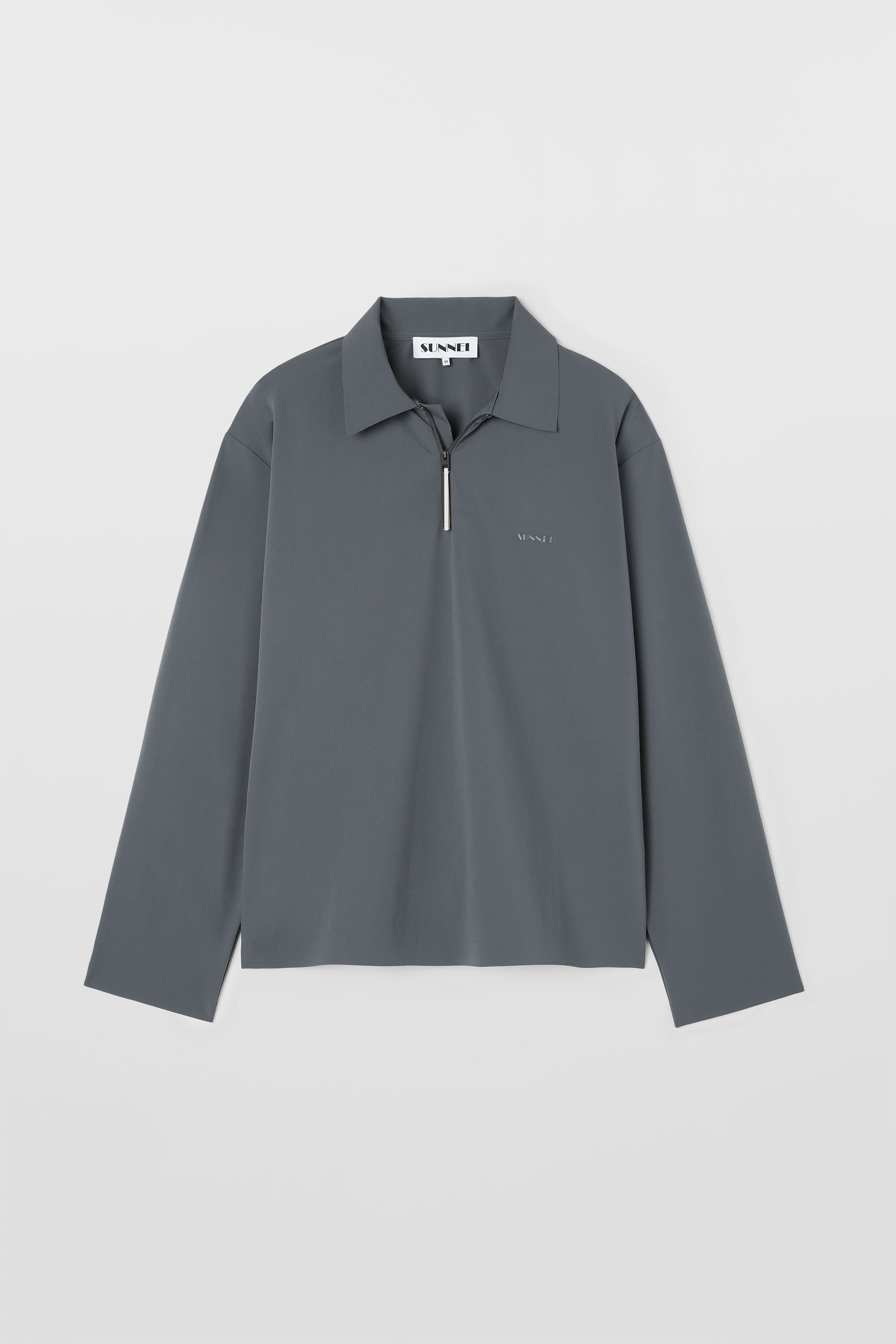 LONGSLEEVE POLO W ZIP / grey – SUNNEI