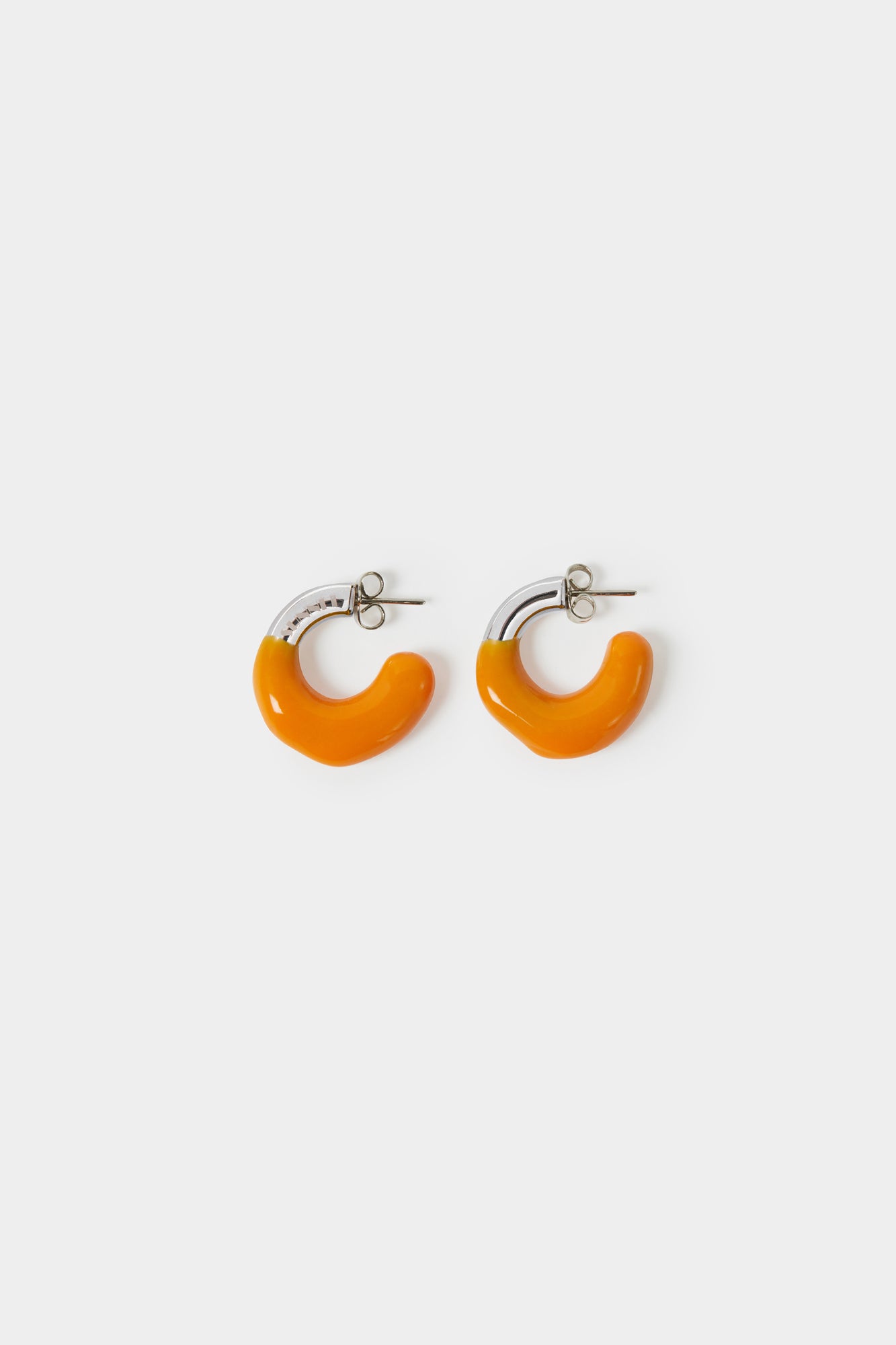 MINI RUBBERIZED EARRINGS SILVER / orange