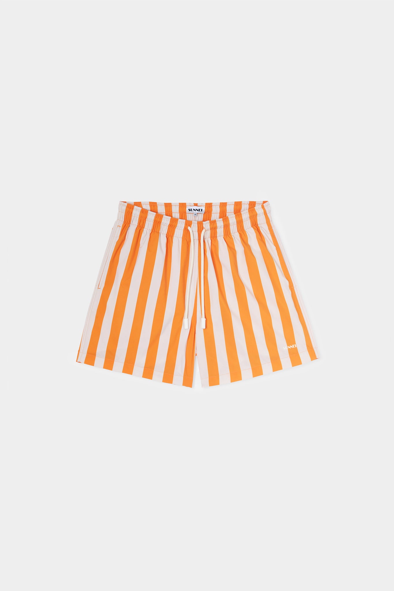 SWIM SHORTS / off white & orange stripes