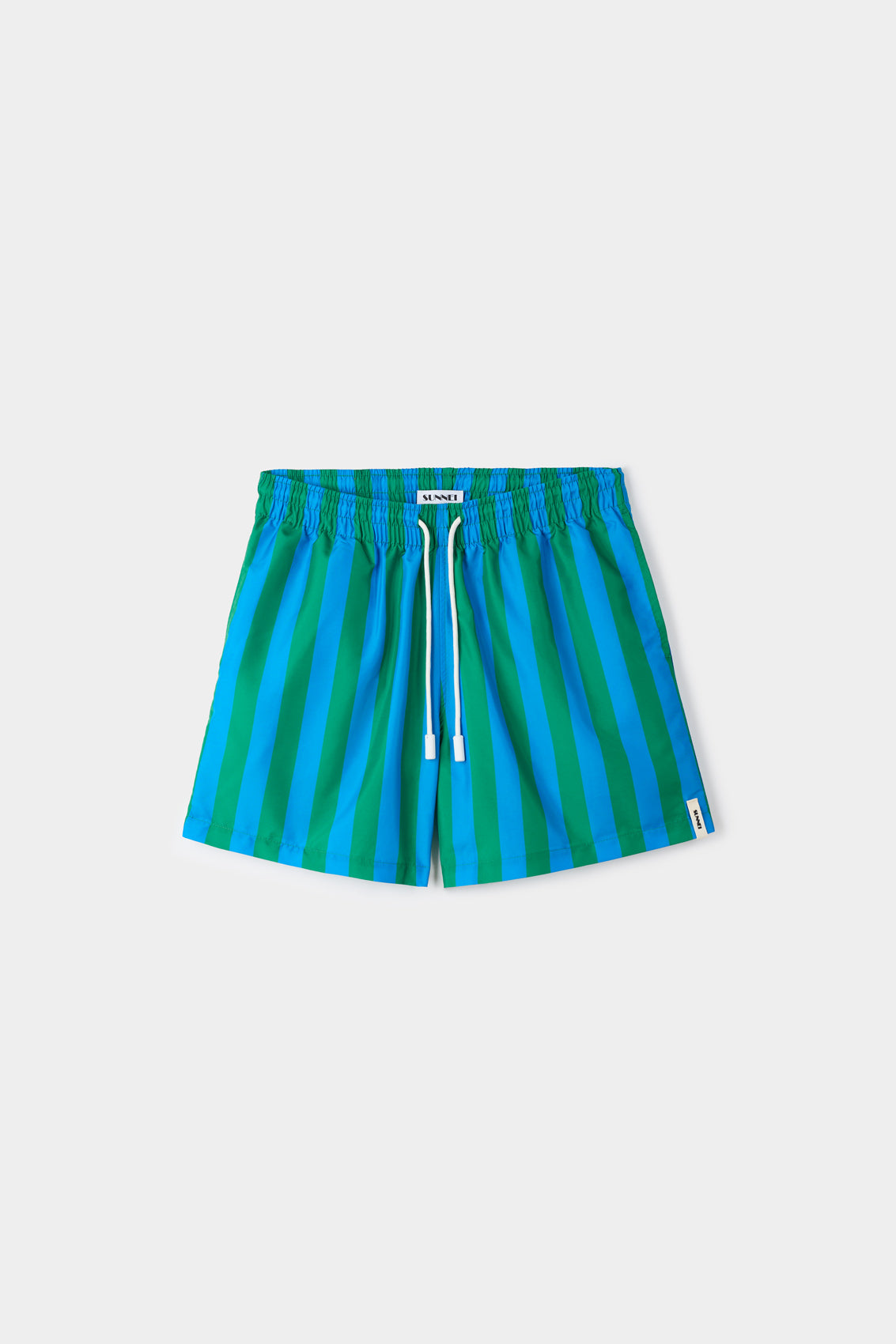 SWIMSHORTS / azure and greens stripes