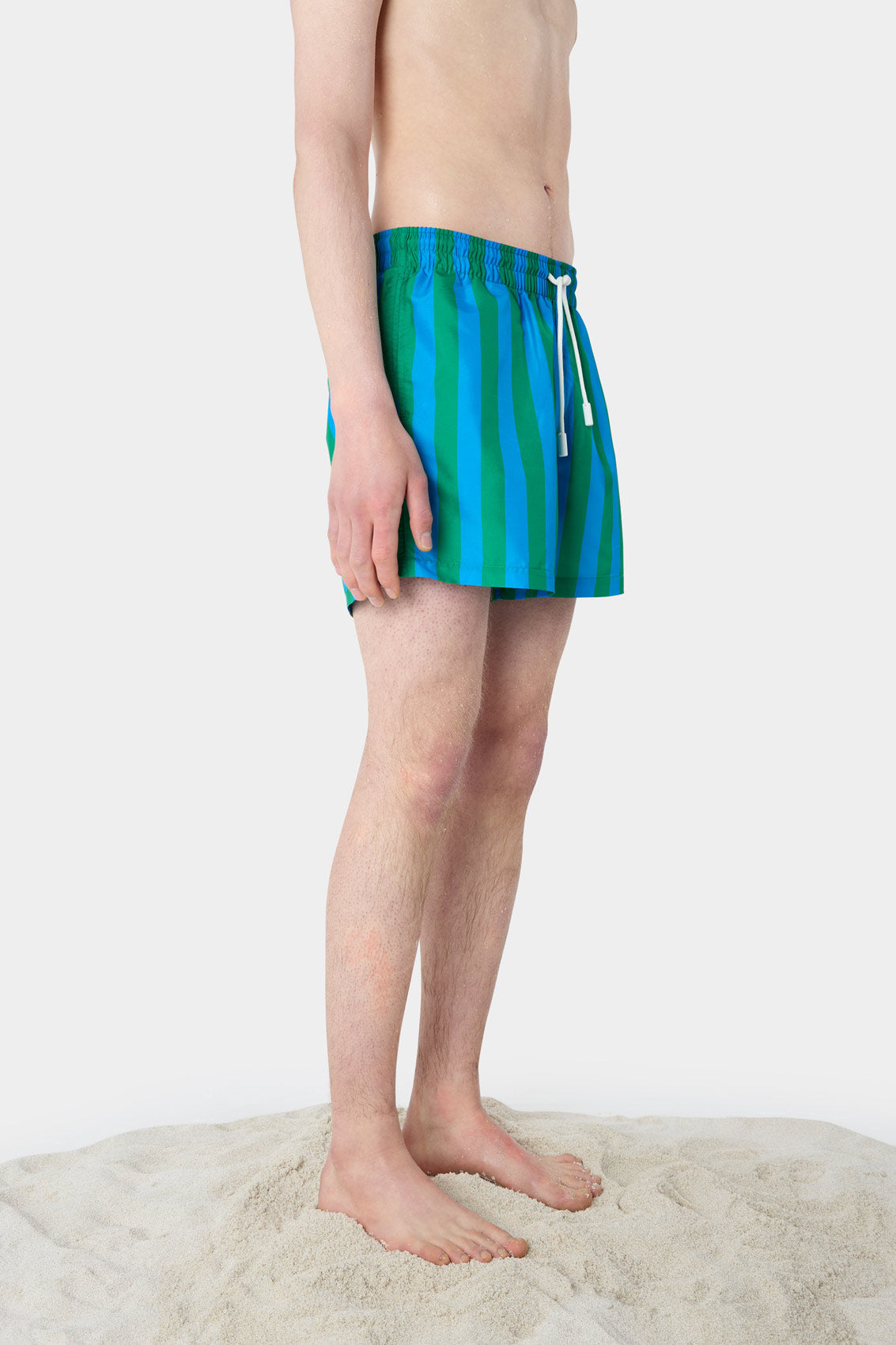 SWIMSHORTS / azure and greens stripes
