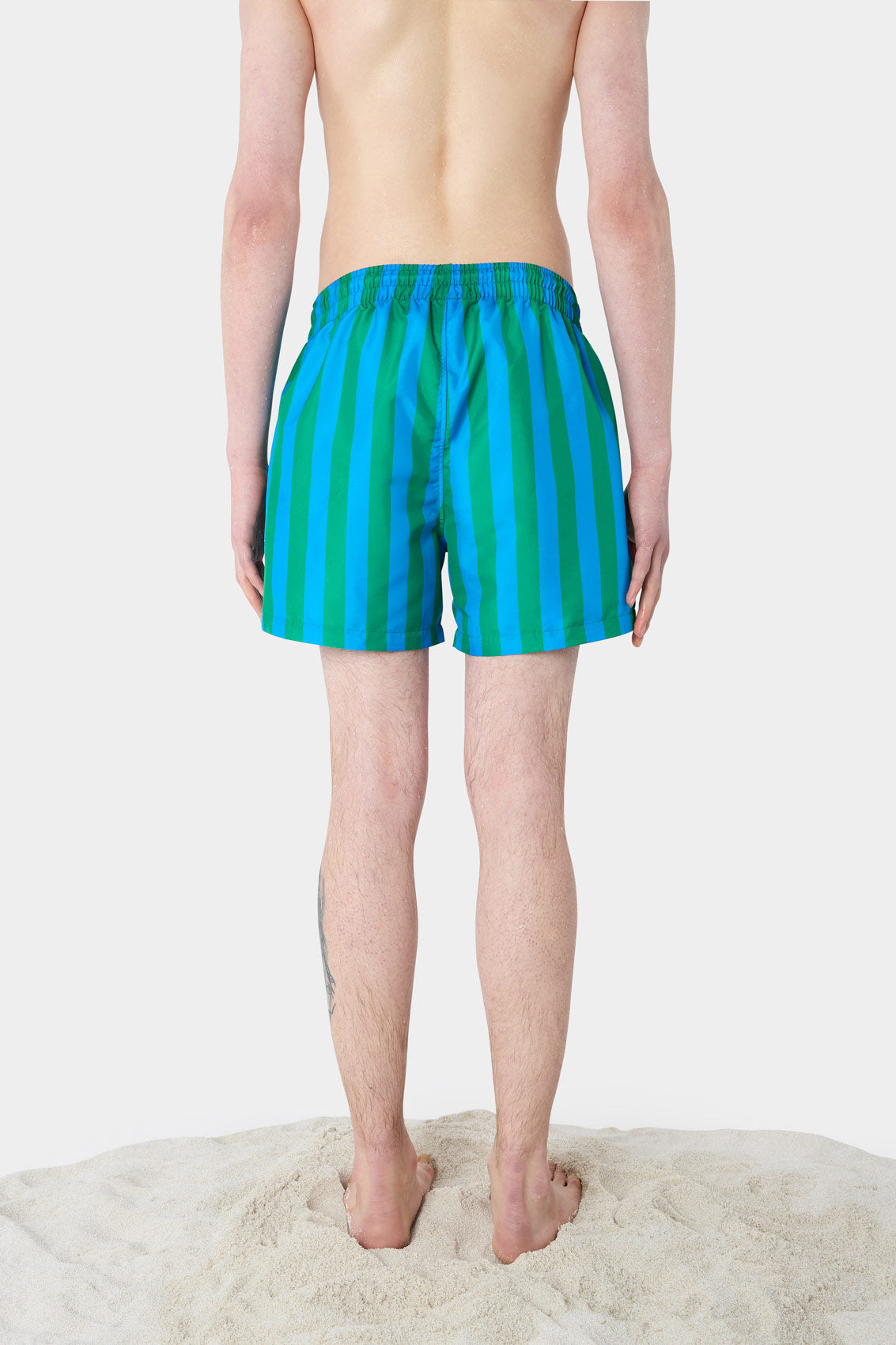 SWIMSHORTS / azure and greens stripes