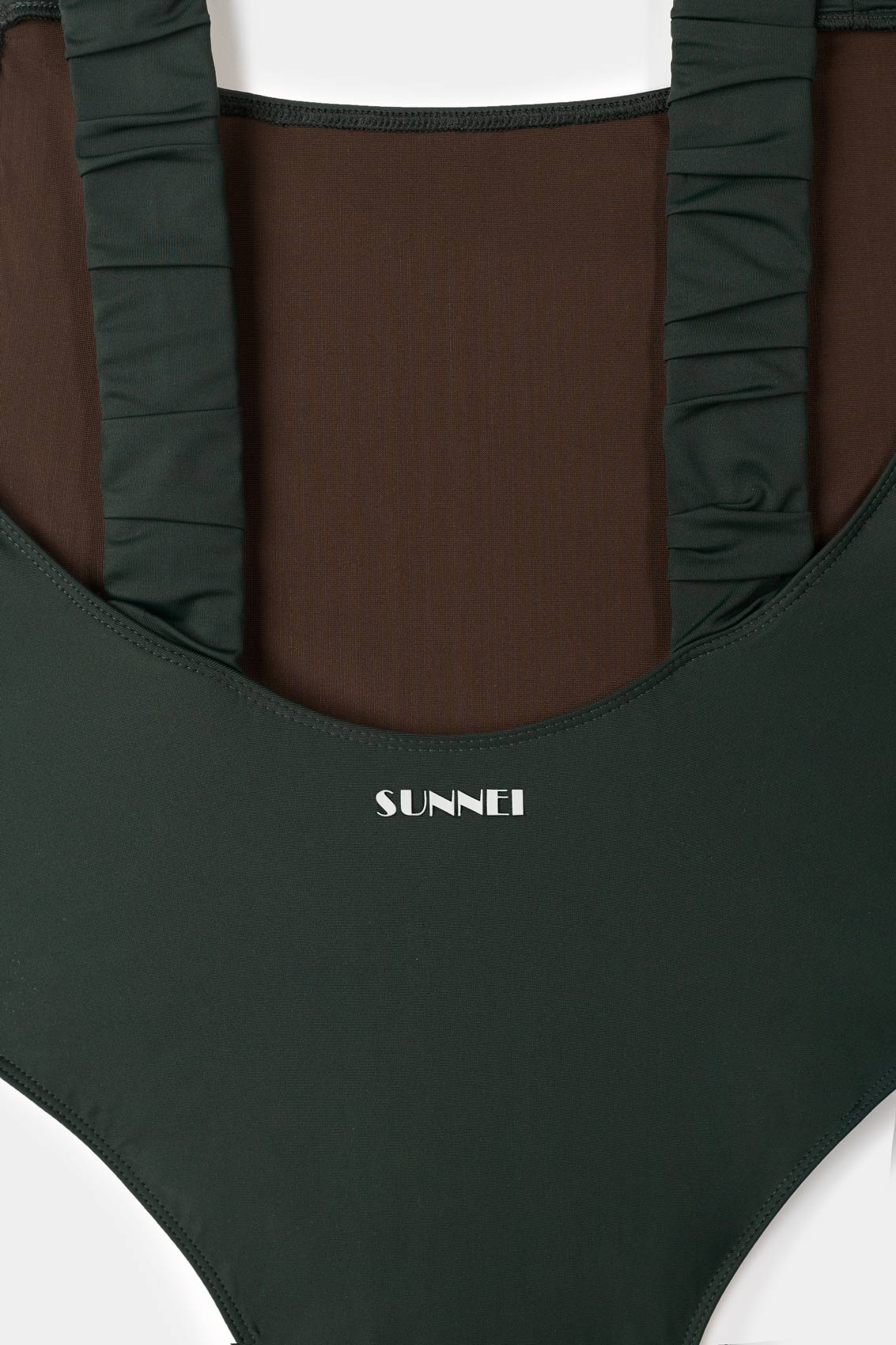 RUCHED SWIMSUIT / dark green