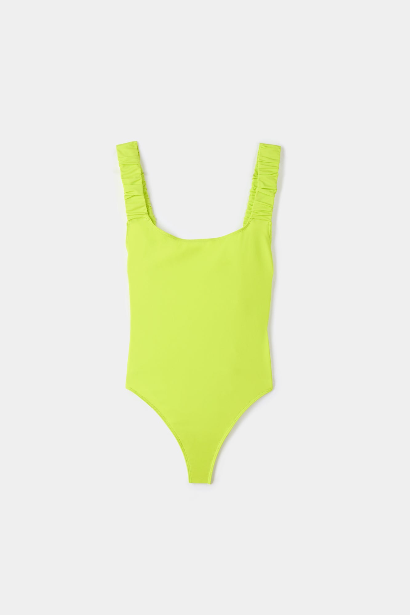 RUCHED SWIMSUIT / acid green