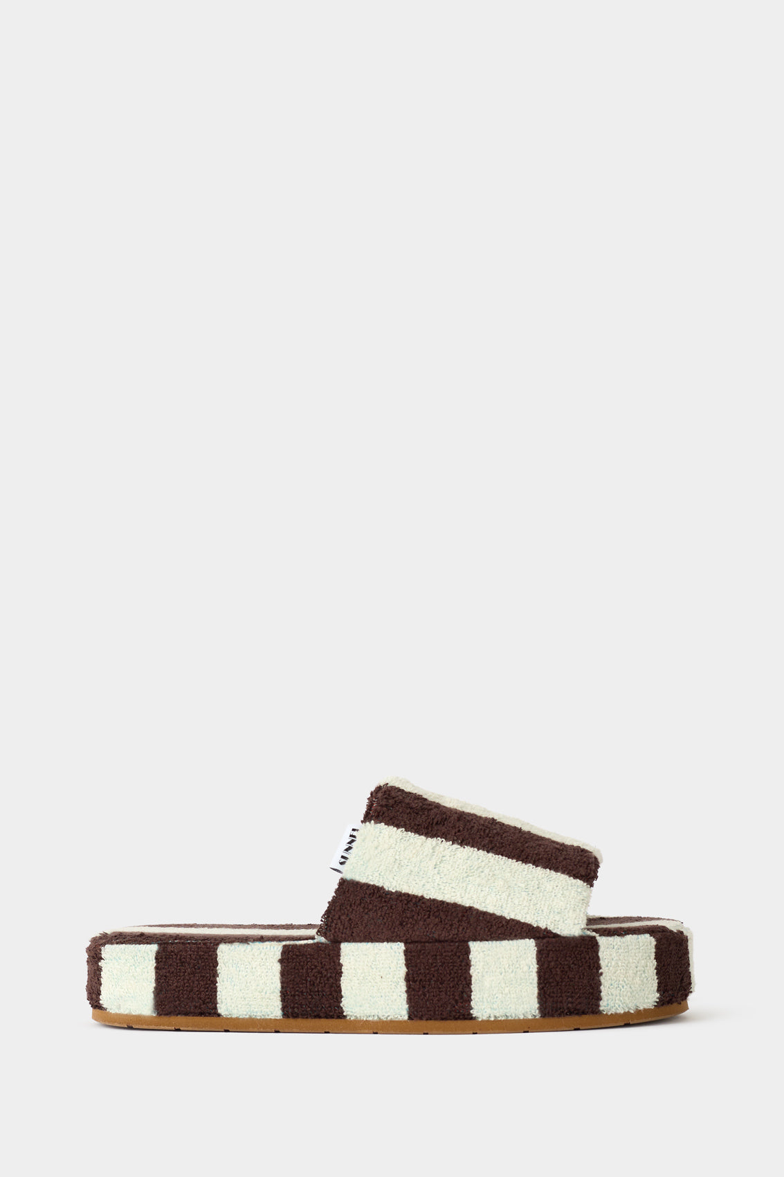 TOWEL DREAMY SLIDERS / cream & brown stripes