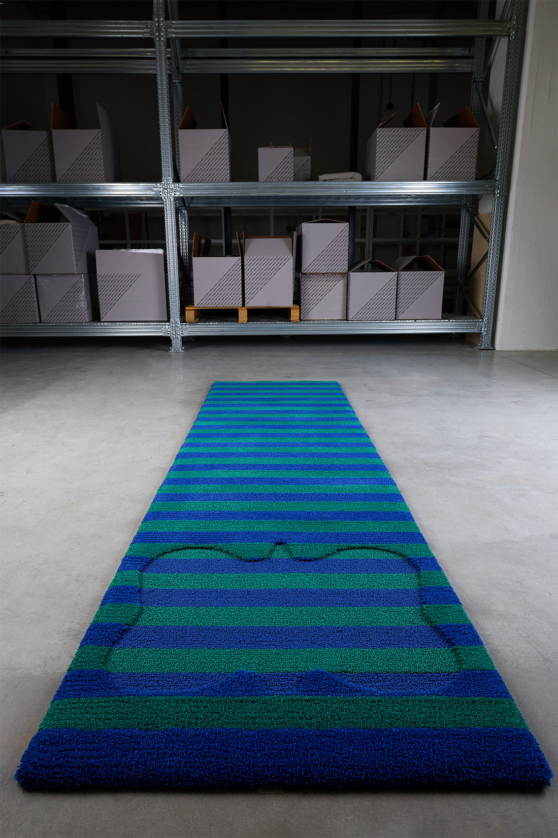 FARFALLABAG RUG / blue & green stripes