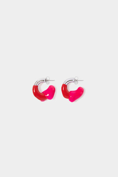 MINI RUBBERIZED EARRINGS SILVER / rubin & fuchsia – SUNNEI