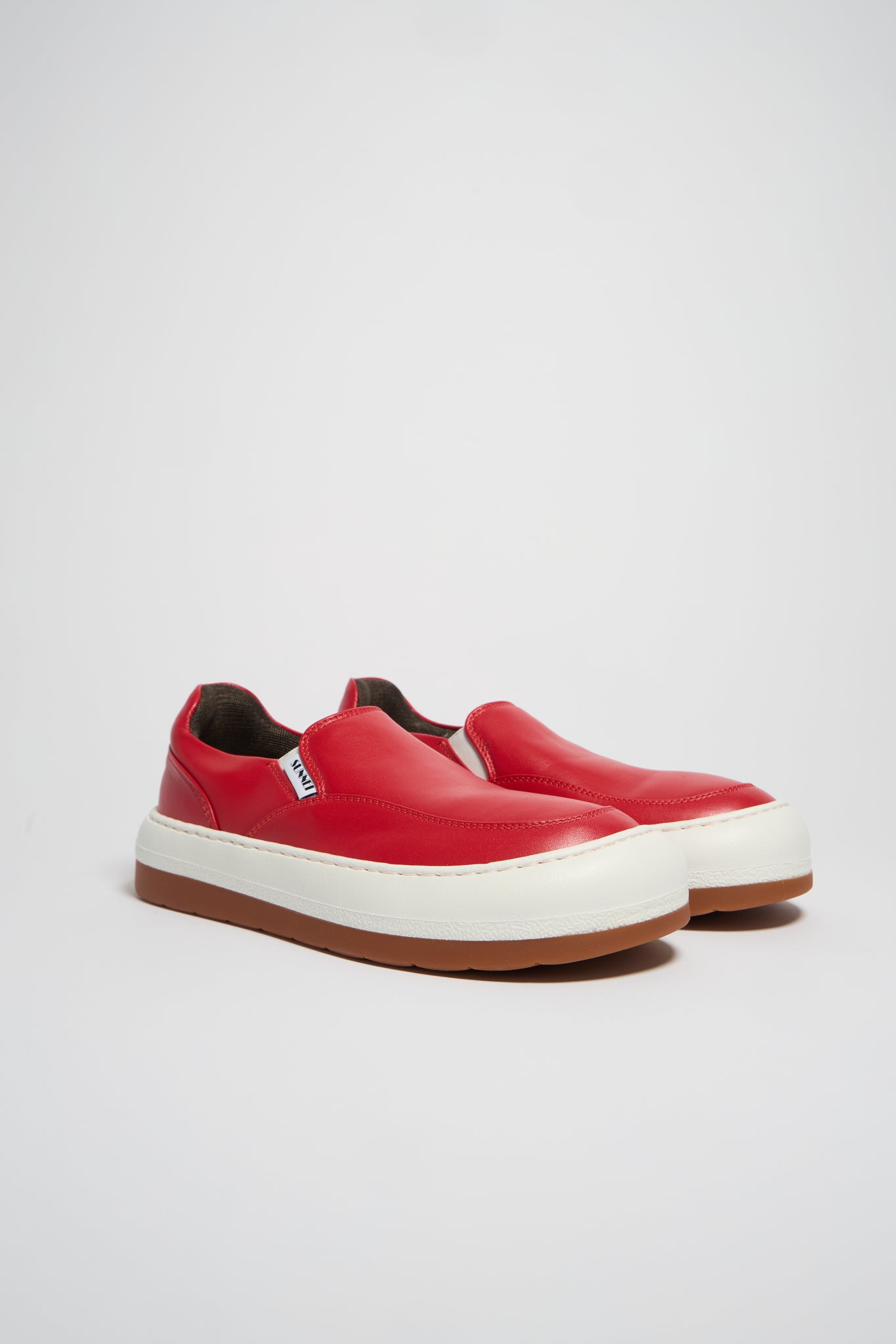 RED LEATHER DREAMY SLIP ON SHOES