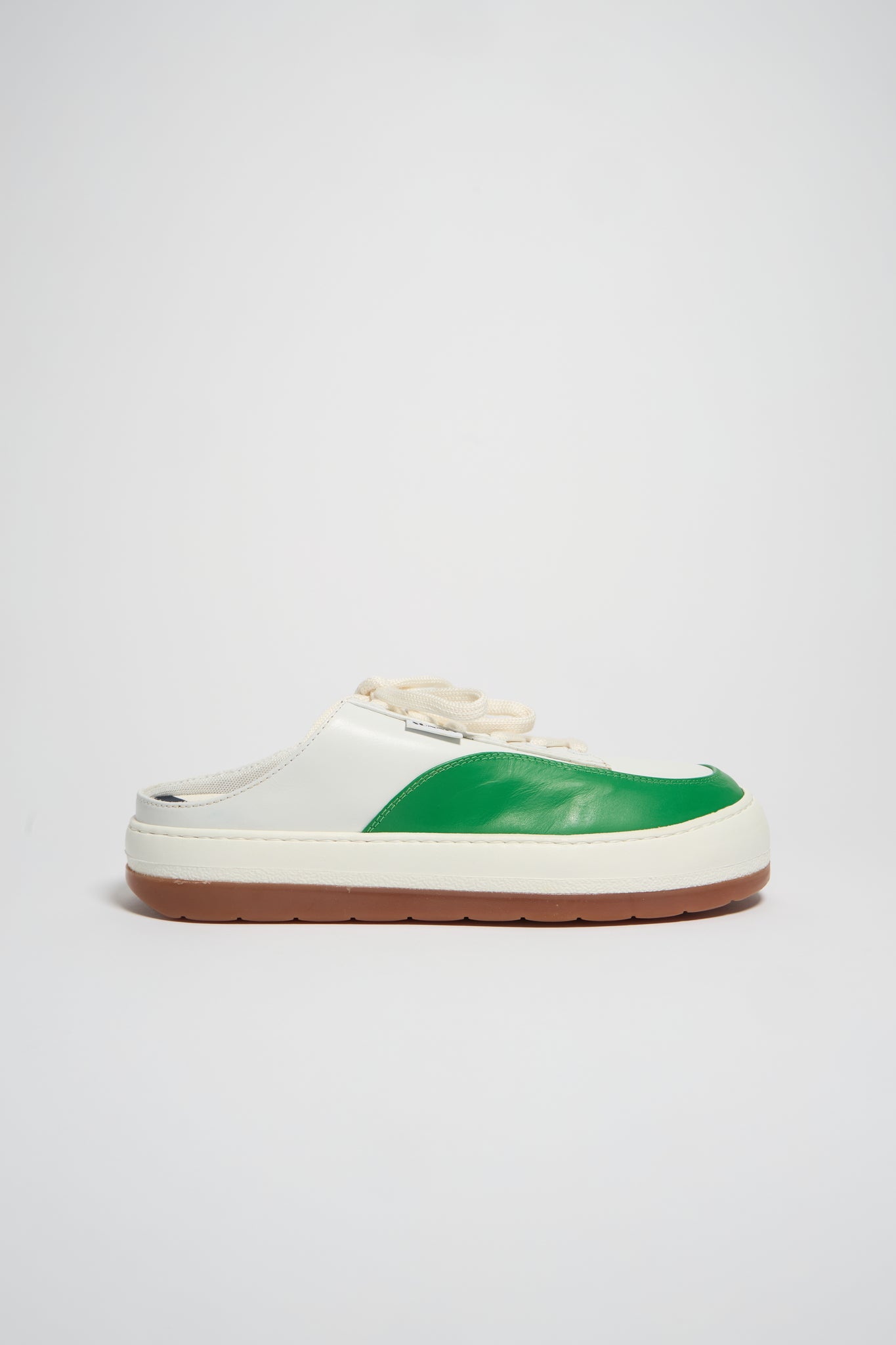 DREAMY SABOT/ leather / green & white