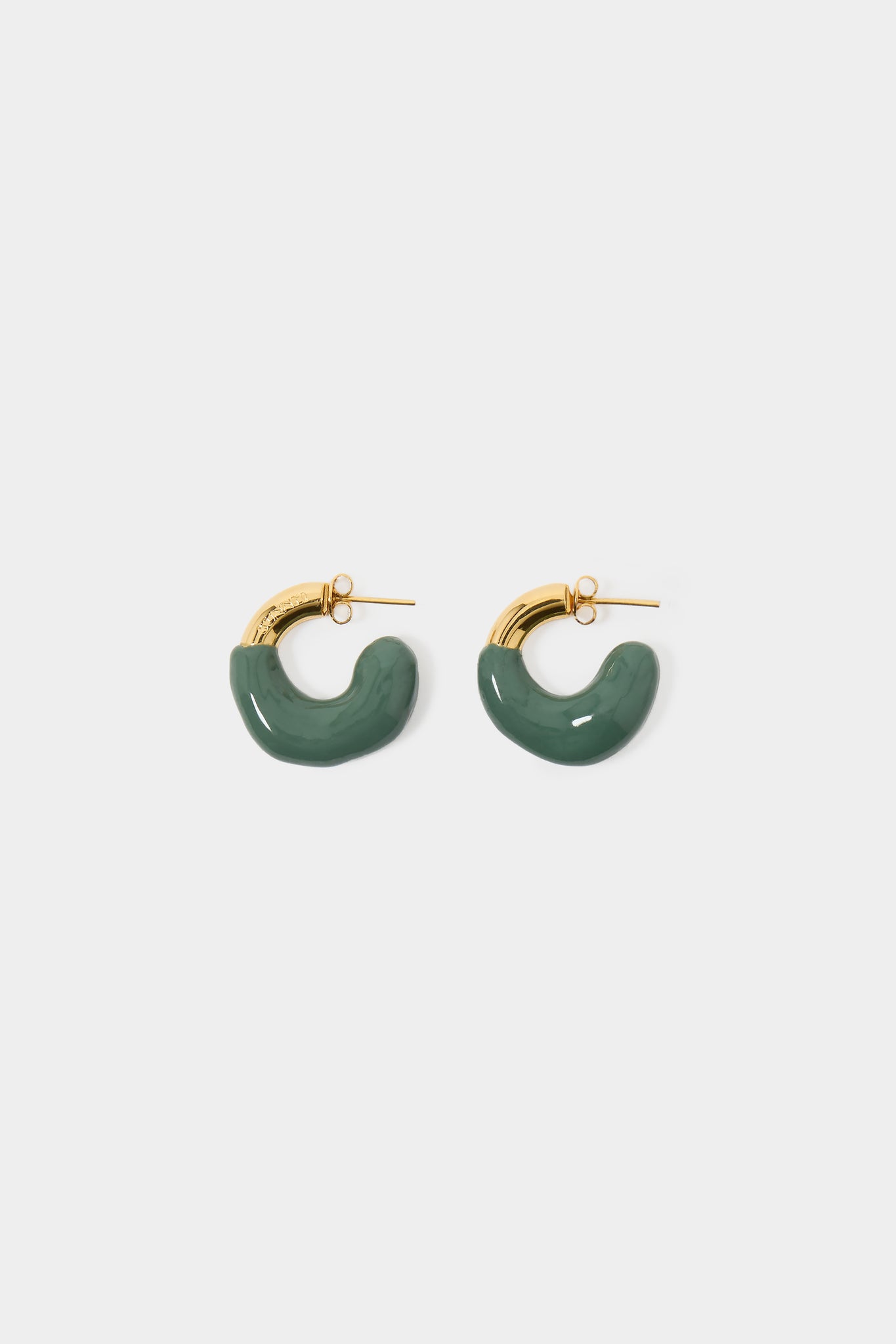 MINI RUBBERIZED EARRINGS GOLD / military green