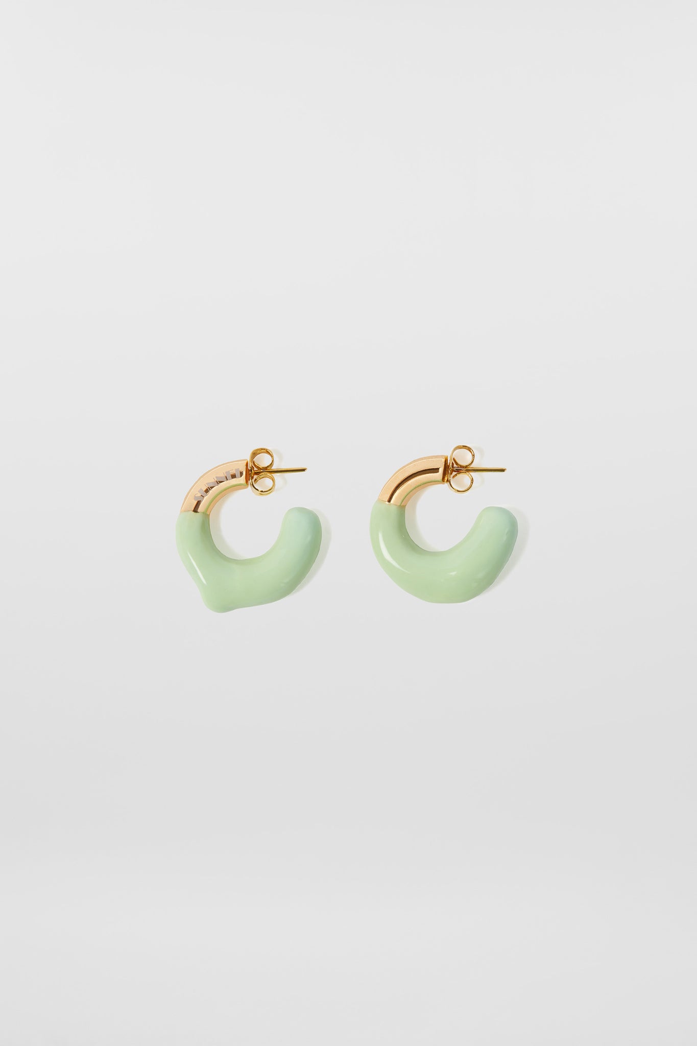 MINI RUBBERIZED EARRINGS GOLD / light green