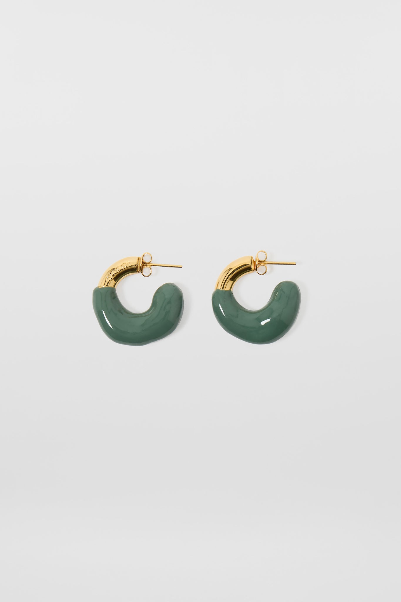 MINI RUBBERIZED EARRINGS GOLD / military green