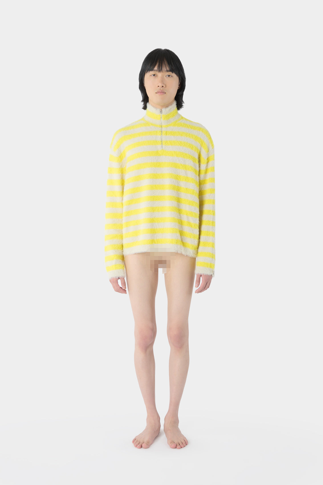 STREGATTO HIGH NECK LONG SLEEVE / beige & yellow stripes