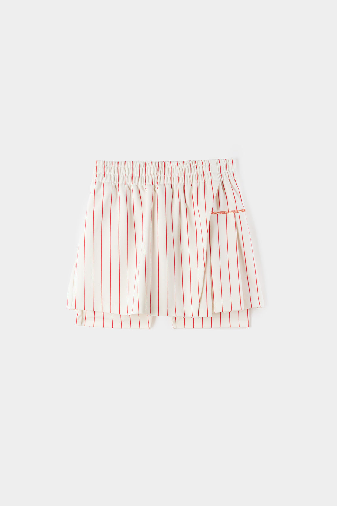 MINI SKIRT WITH PANEL / white & red stripes
