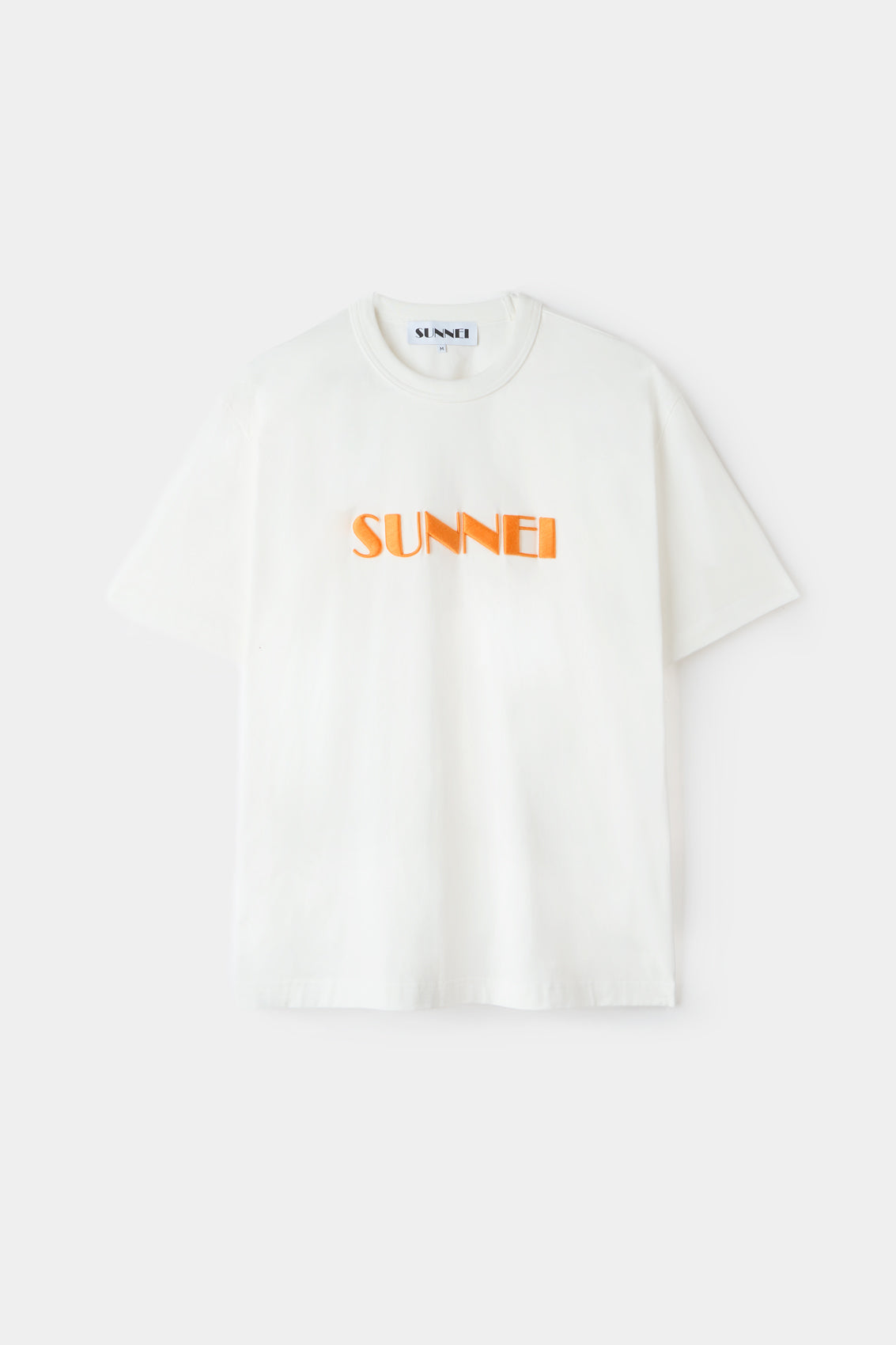 EMBROIDERED BIG LOGO T-SHIRT / off-white & peach – SUNNEI