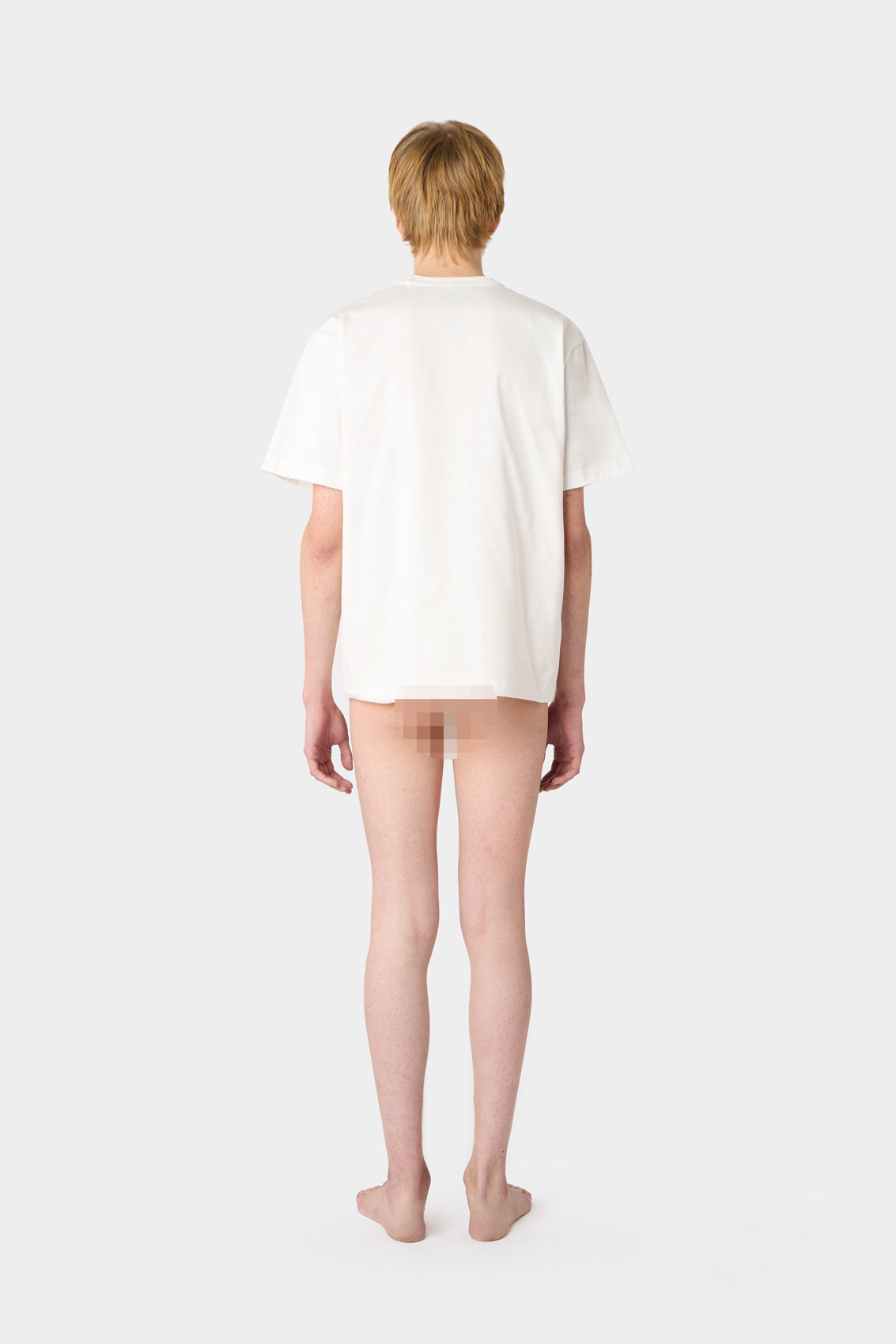 EMBROIDERED BIG LOGO T-SHIRT / off-white & peach