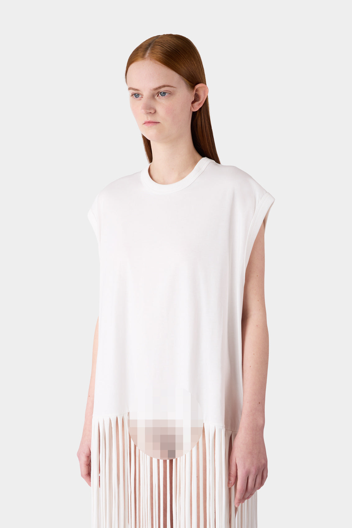 FRINGED TANK TOP / off white