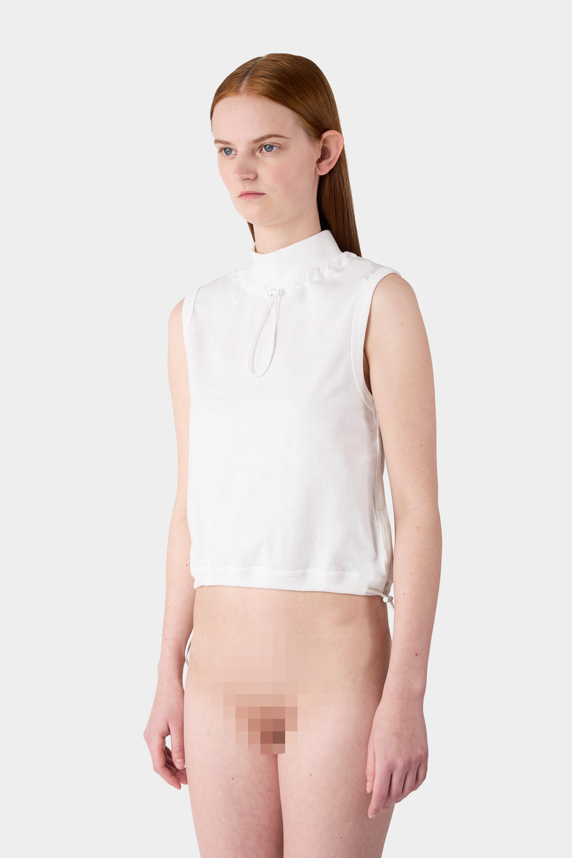 HIGHNECK COULISSE TOP / off white