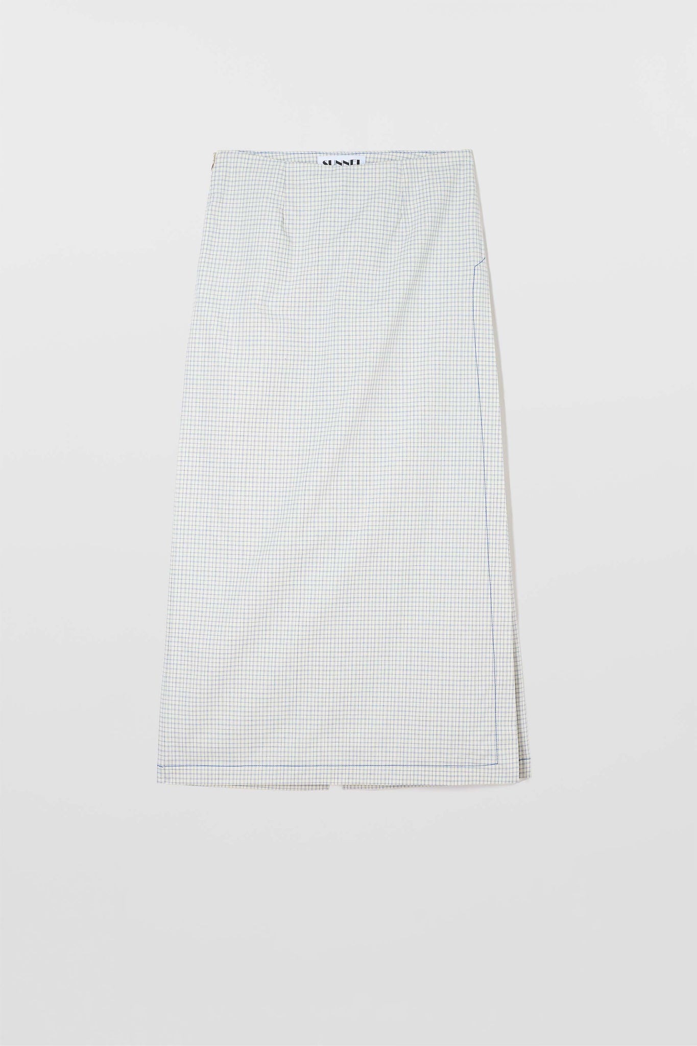 NEW LONG PANTA SKIRT / off white & blue check