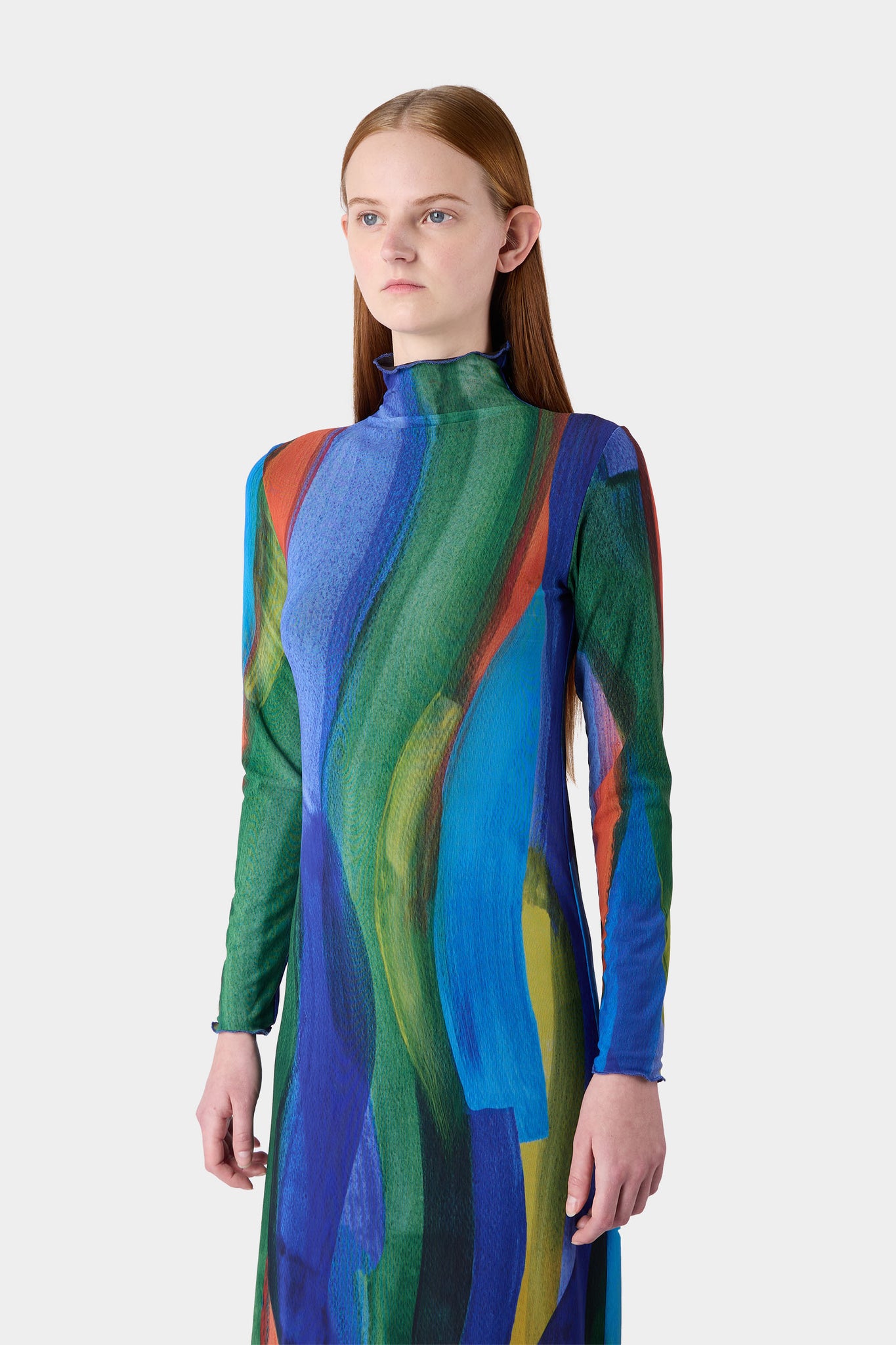 PENNELLATA TULLE DRESS / multicolor allover print