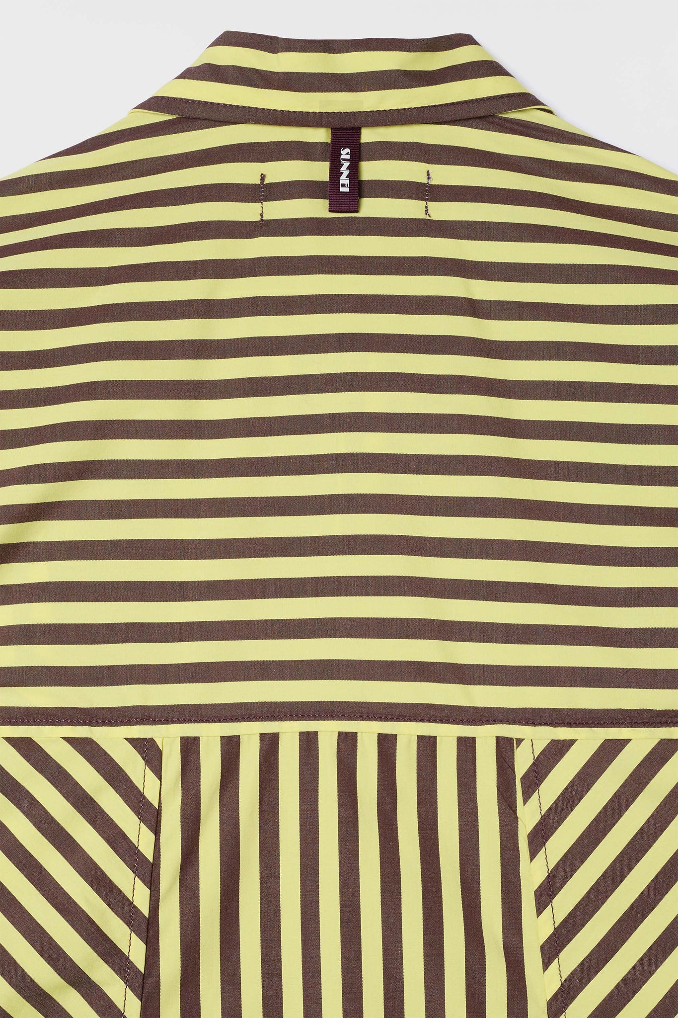 SHIRT DRESS / burnt aubergine & yellow stripes