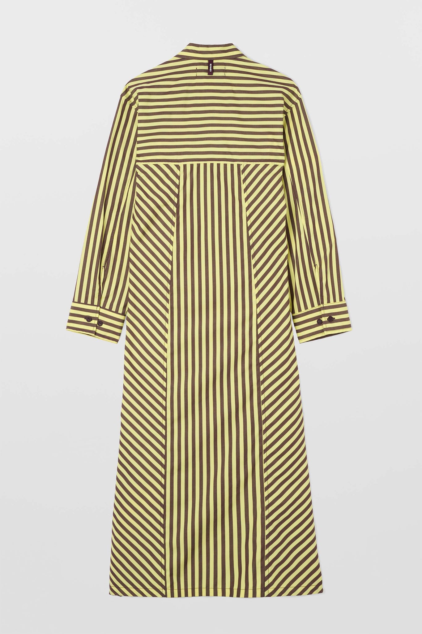 SHIRT DRESS / burnt aubergine & yellow stripes