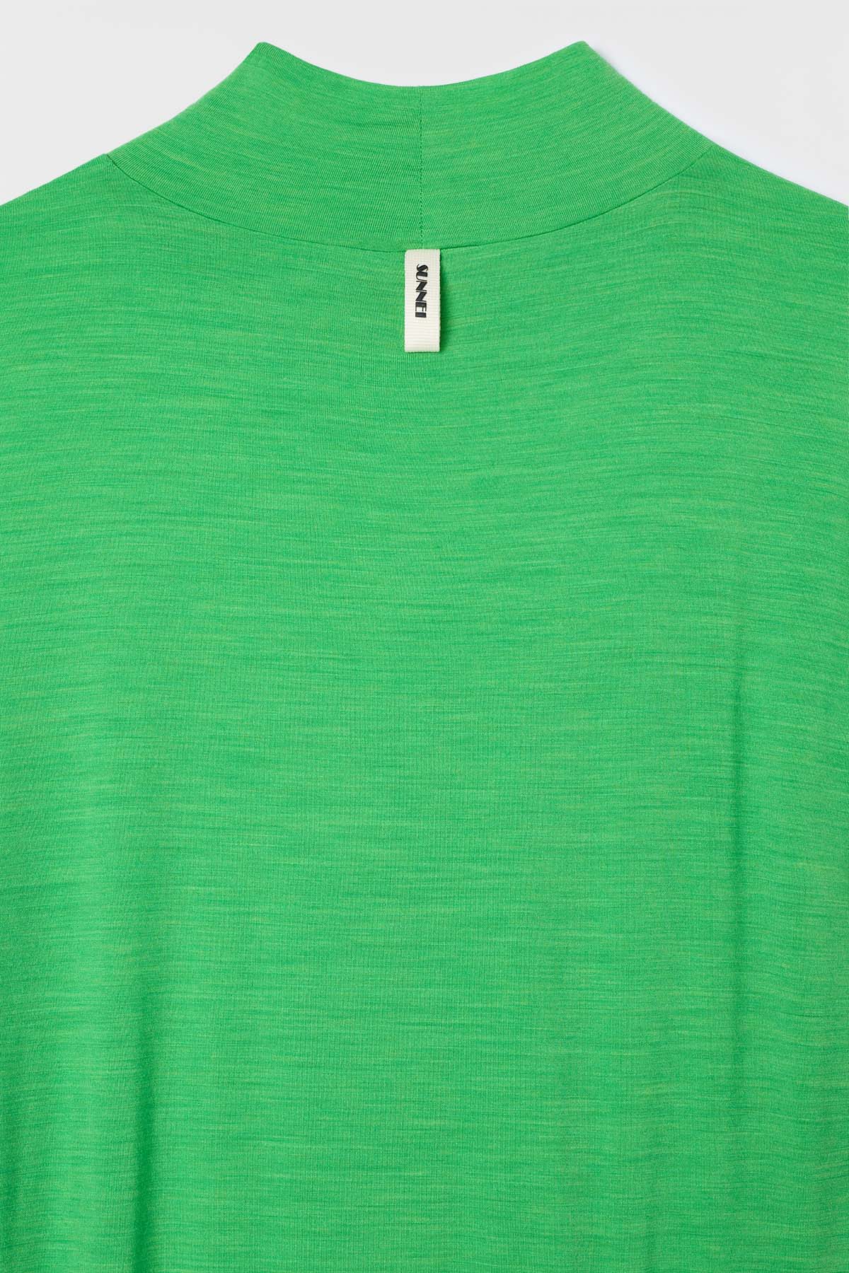 HIGHNECK LONGSLEEVE SHEER DRESS / bright green