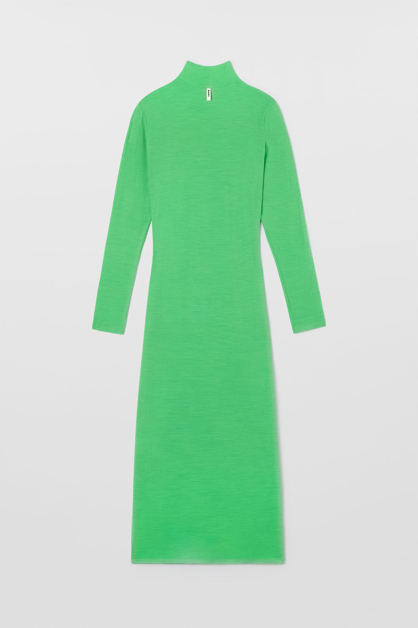 HIGHNECK LONGSLEEVE SHEER DRESS / bright green