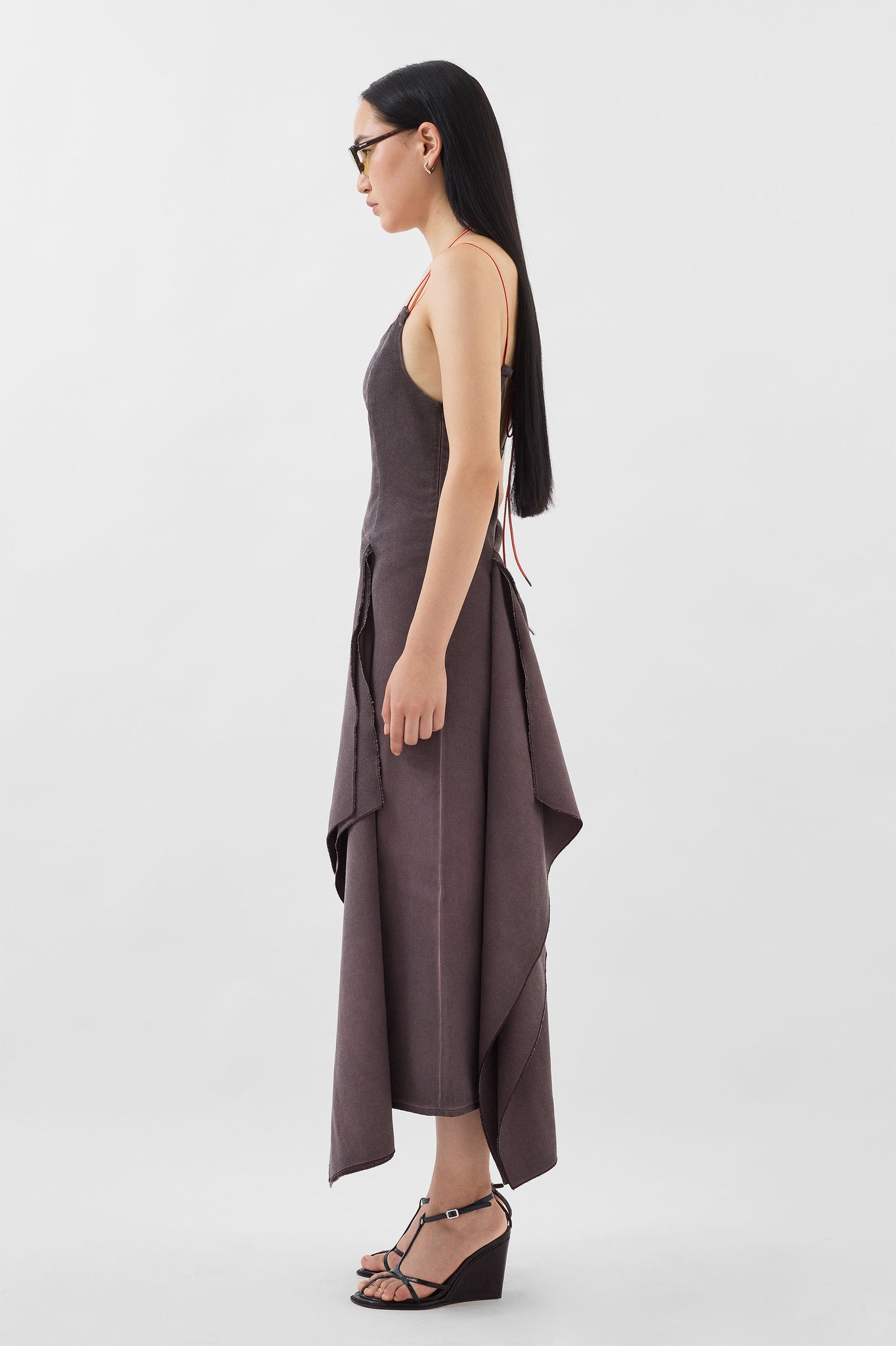 DRAPED DRESS / plum