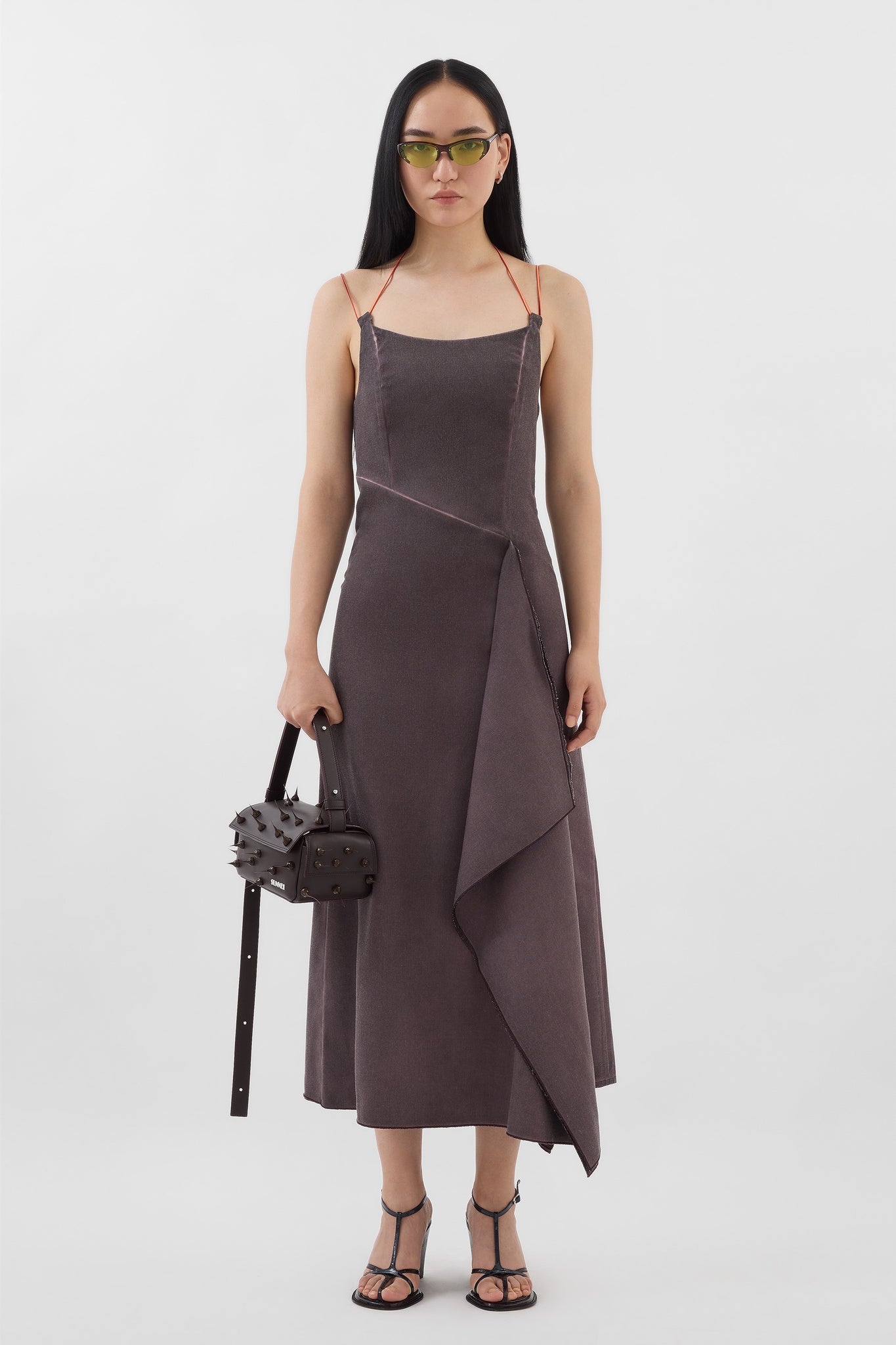 DRAPED DRESS / plum