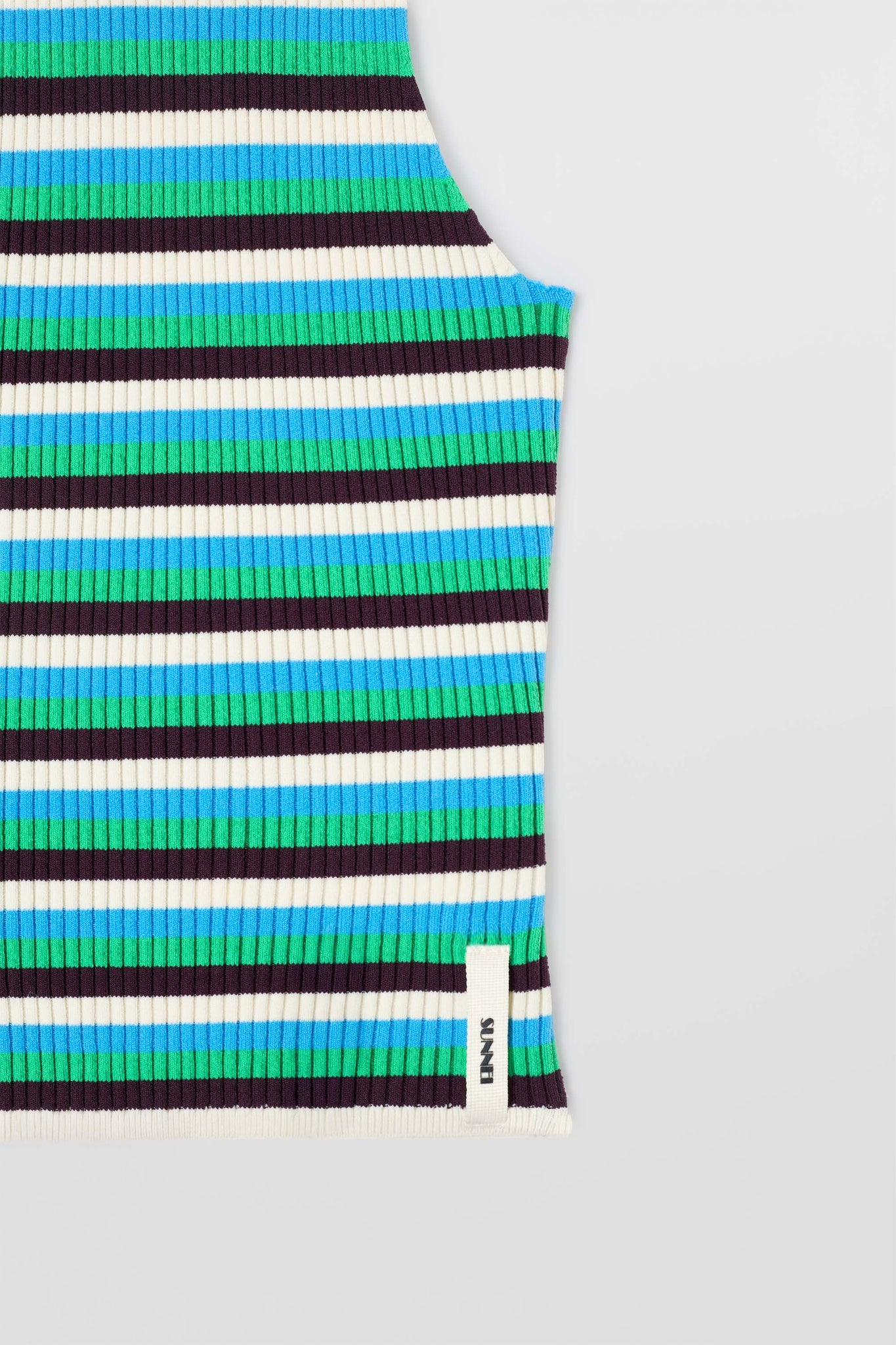 HIGHNECK KNIT TANK TOP / electric green stripes