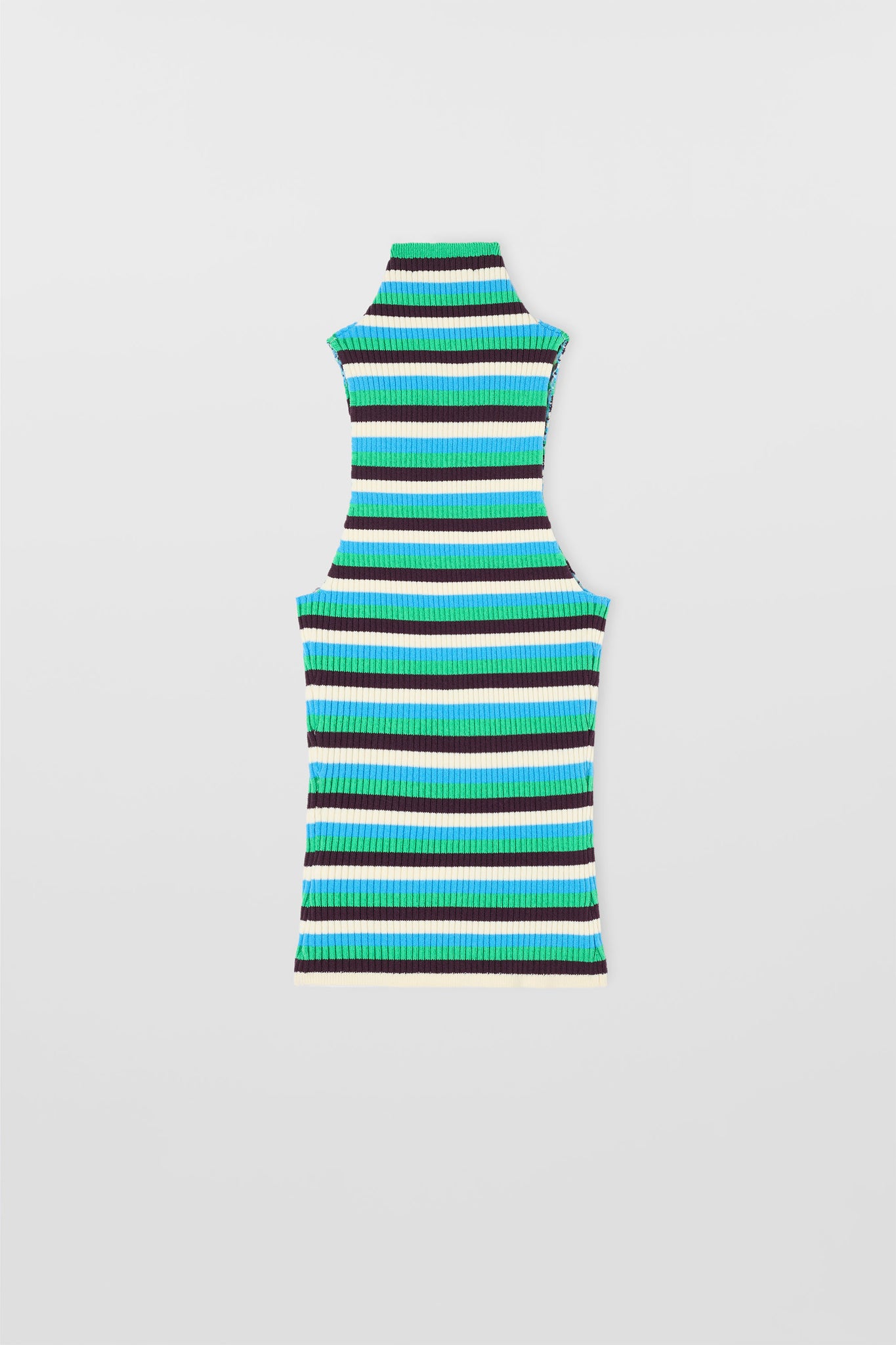 HIGHNECK KNIT TANK TOP / electric green stripes