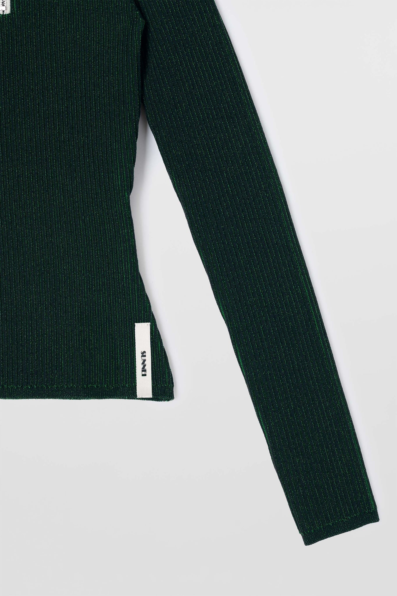 FITTED TOP W ZIP / dark blue & electric green
