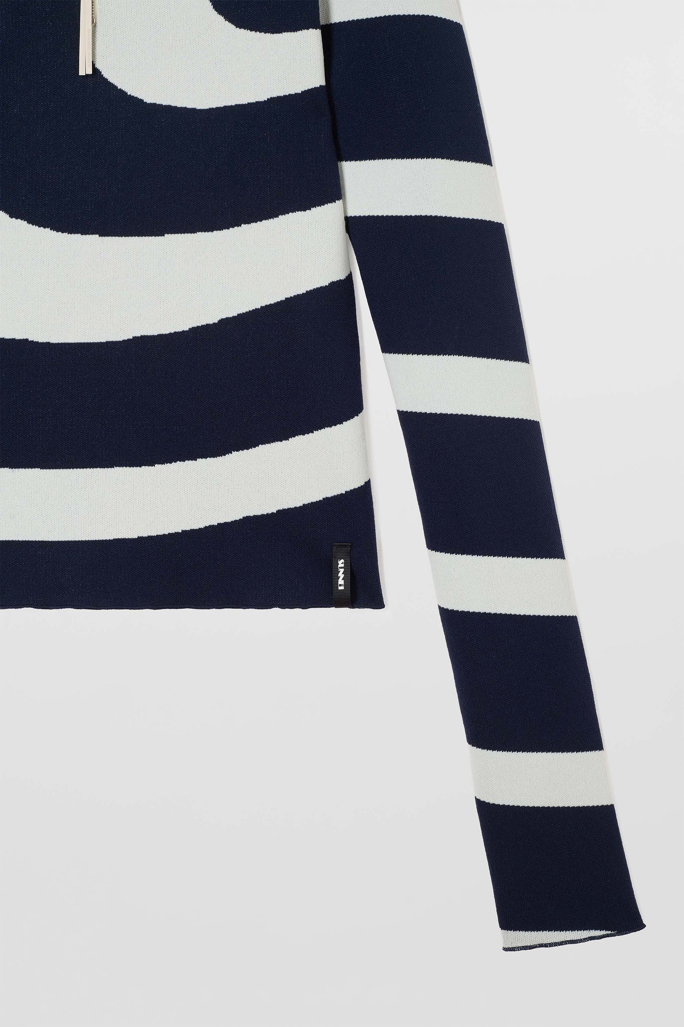 FITTED TOP W ZIP SPIRAL / dark blue & off white