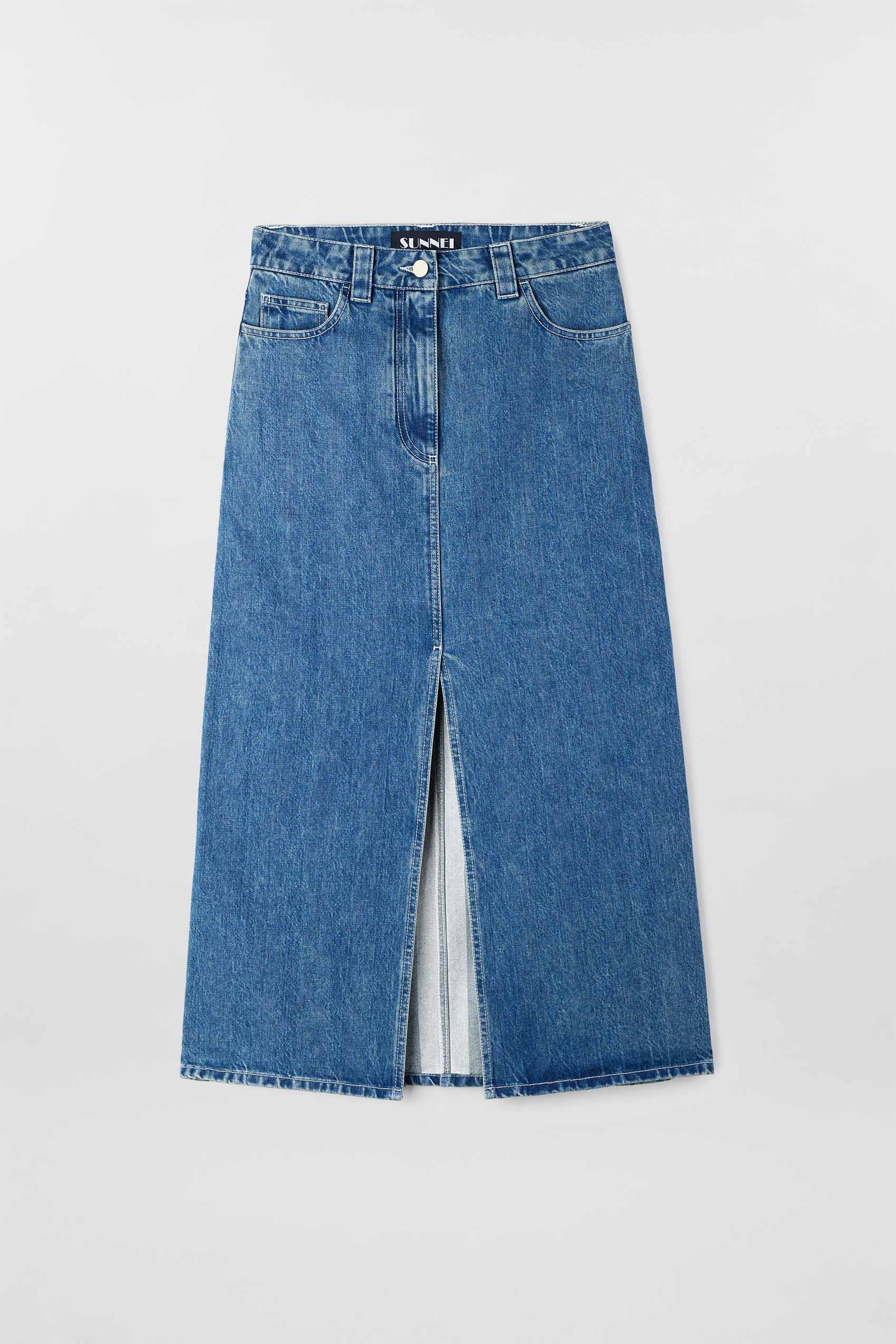 BELLIDENTRO LONG SPLIT SKIRT Light Washed Denim SUNNEI Bellidentro long split skirt light washed denim sunnei