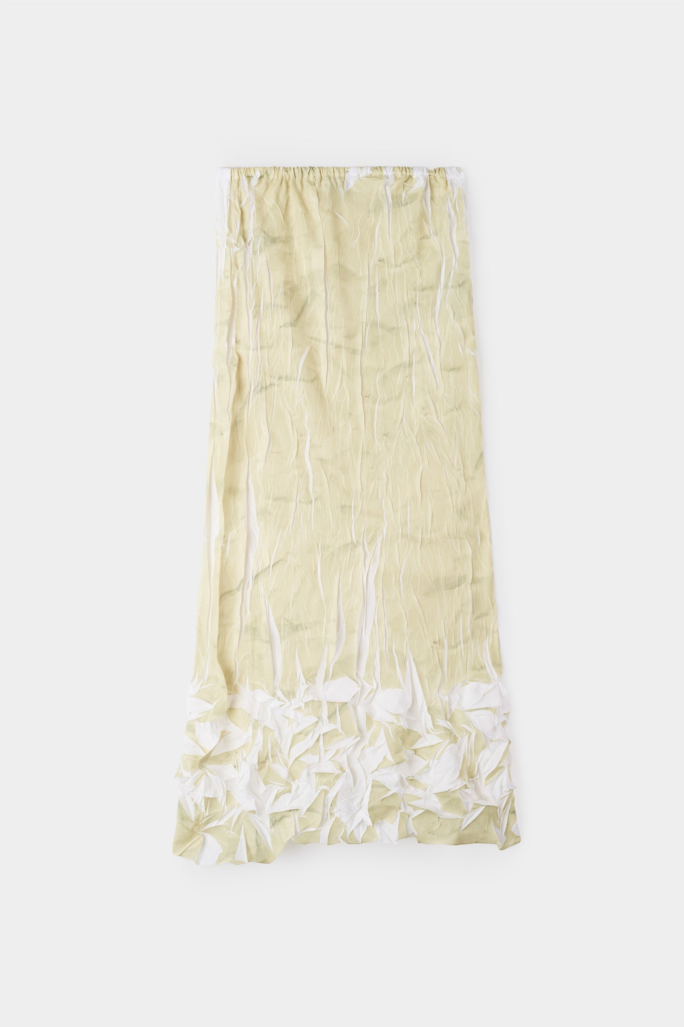 PLEATED SKIRT / beige wrinkled print