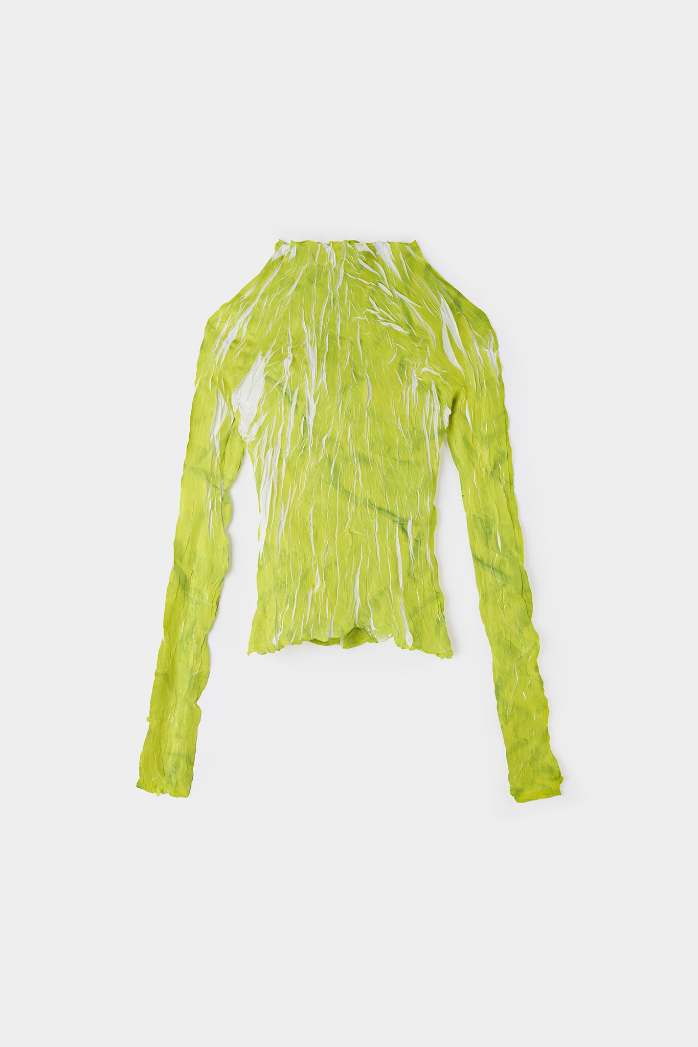 PLEATED LONGSLEEVE TOP / green wrinkled print