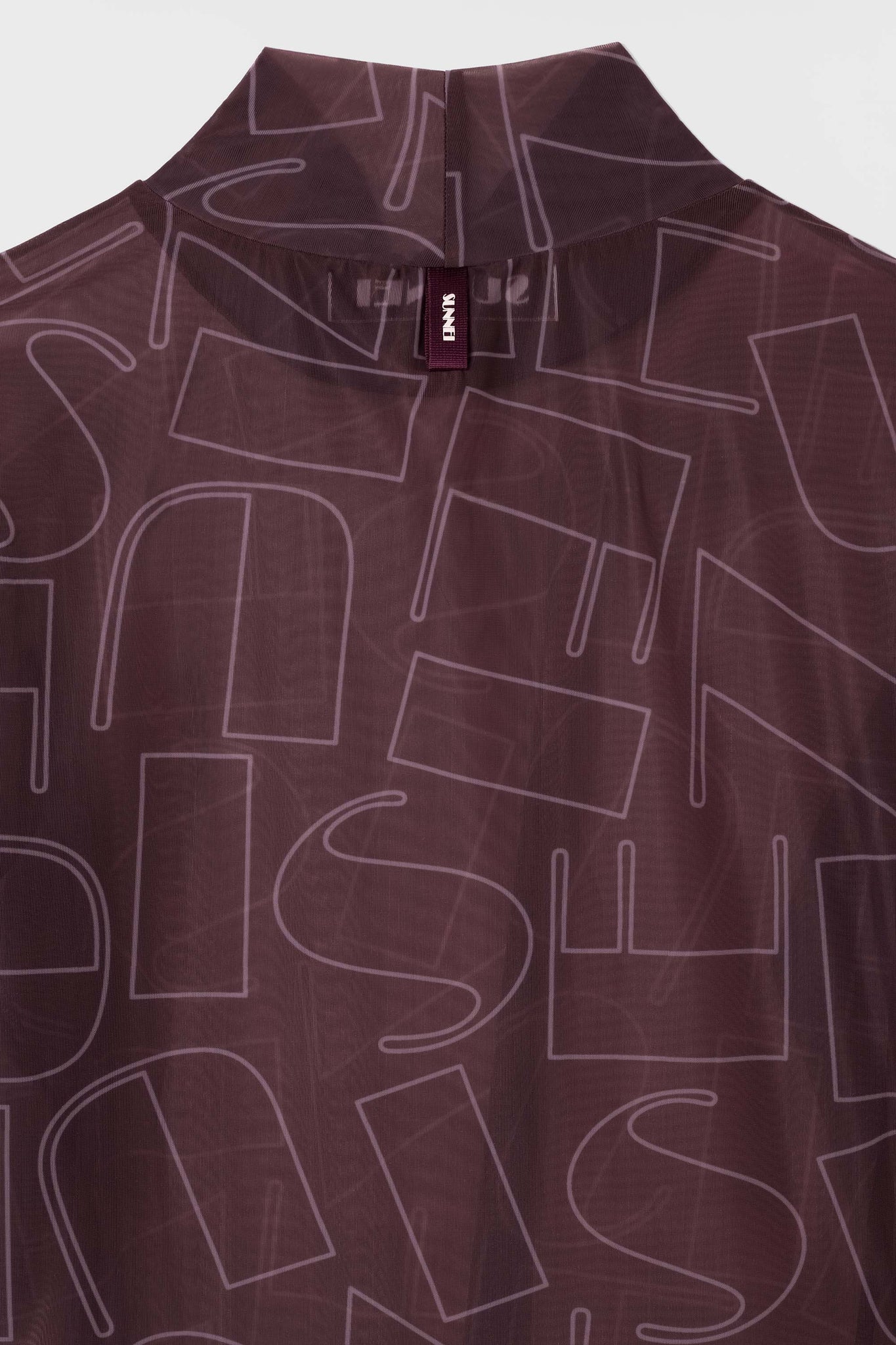 HIGHNECK LONGSLEEVE SHEER TOP / chocolate plum