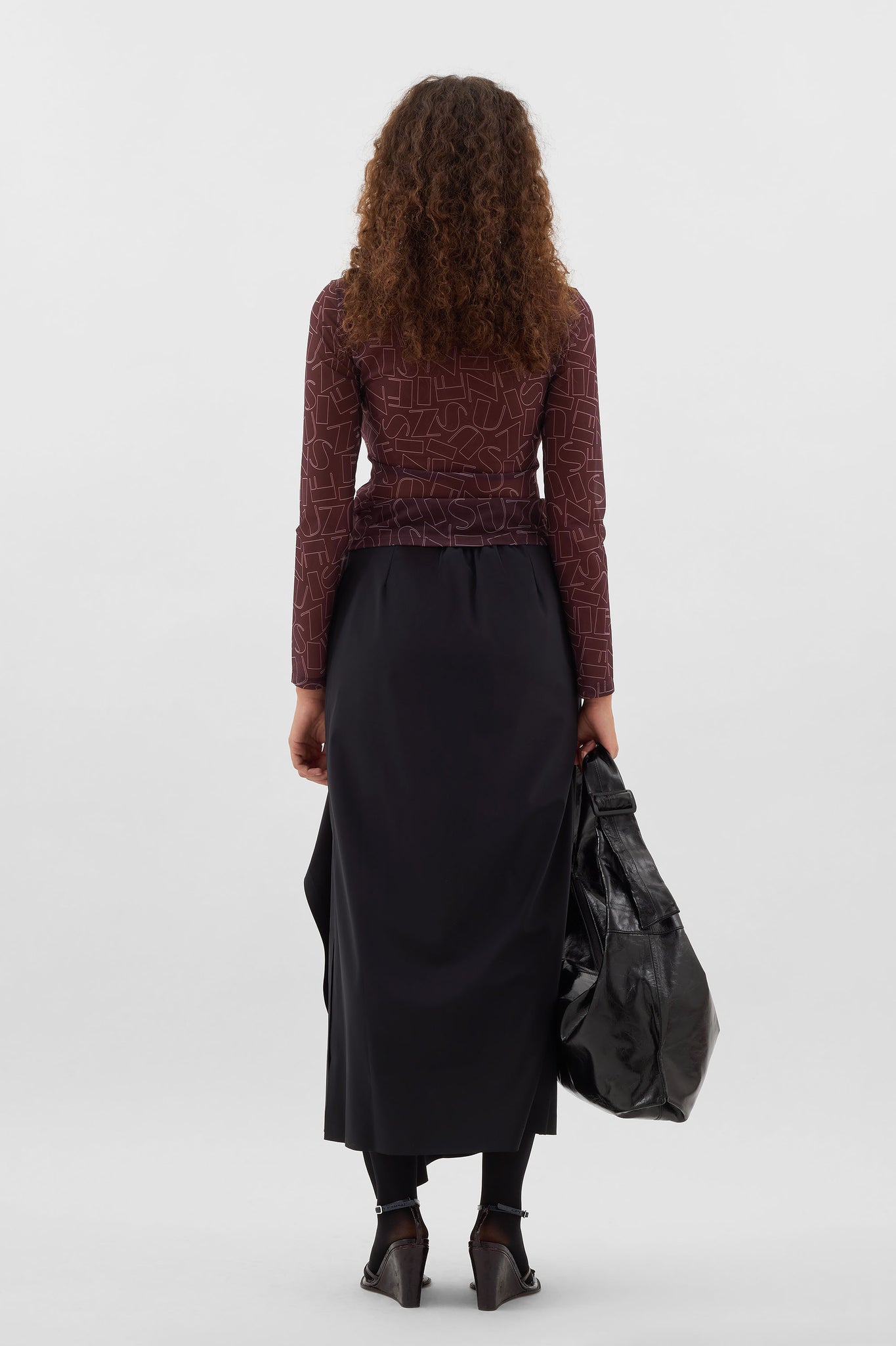 HIGHNECK LONGSLEEVE SHEER TOP / chocolate plum