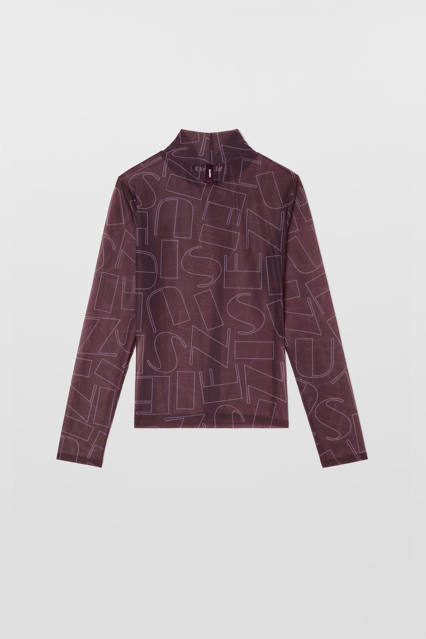 HIGHNECK LONGSLEEVE SHEER TOP / chocolate plum
