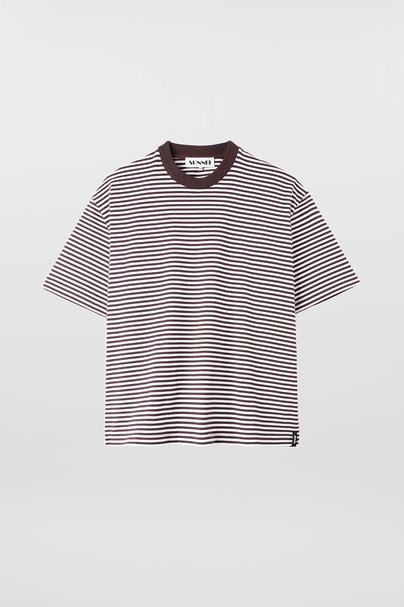 STRIPED OVER T-SHIRT / brown & optical white