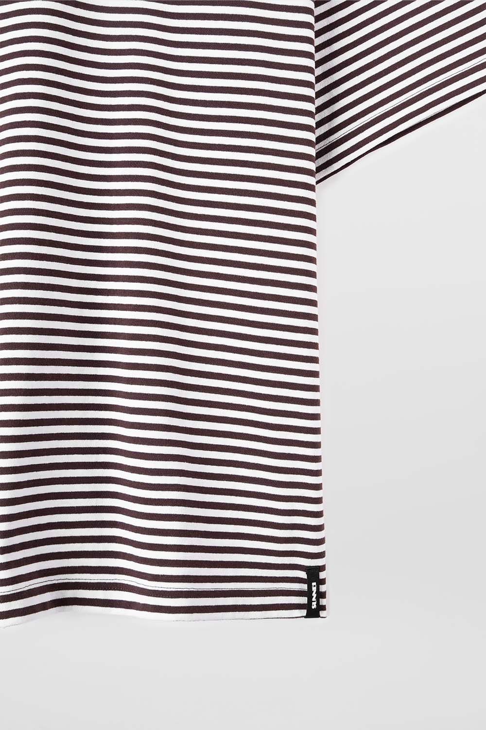 STRIPED OVER T-SHIRT / brown & optical white